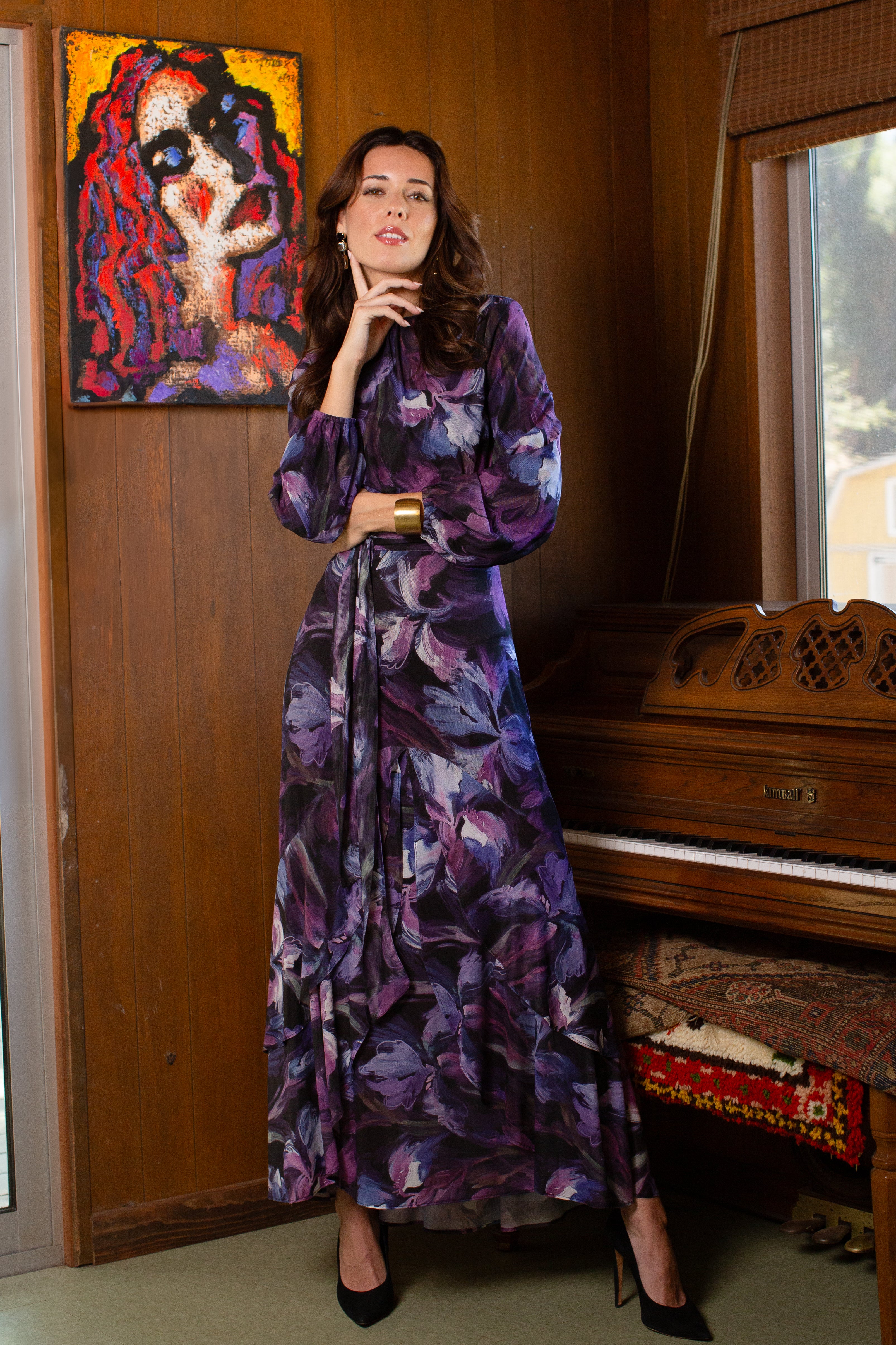 Jodi Skirt- Lavender Brushstrokes- FINAL SALE