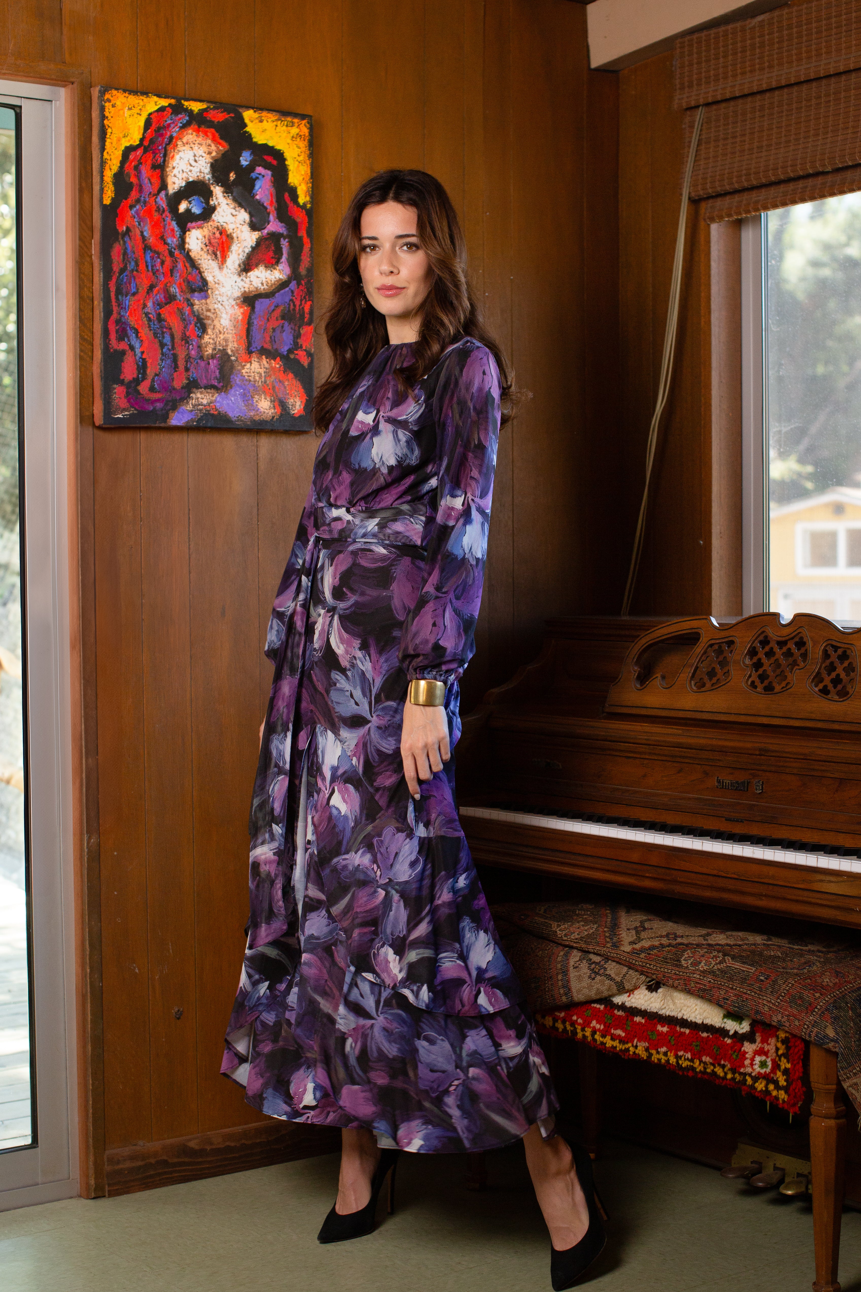 Jodi Skirt- Lavender Brushstrokes- FINAL SALE
