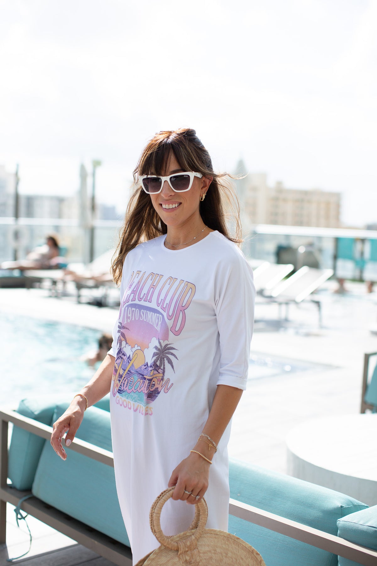 T-shirt Midi Dress- Beach Club XS T-shirt Midi Dress- Beach Club XS