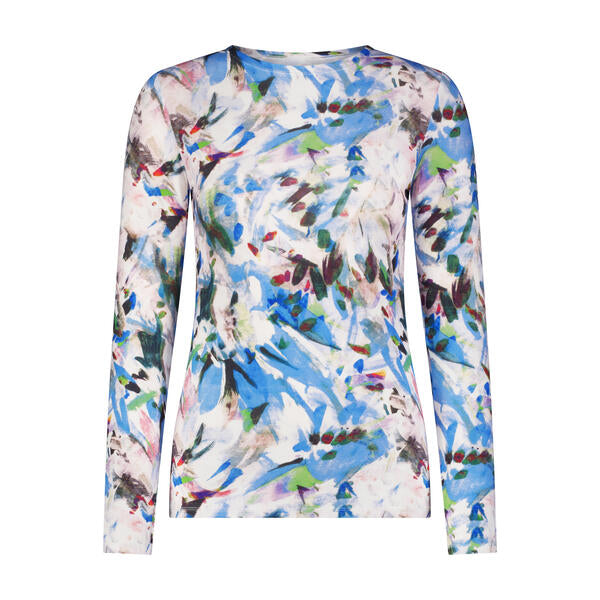Printed Long Sleeve Tee- Blue Brushstrokes- FINAL SALE