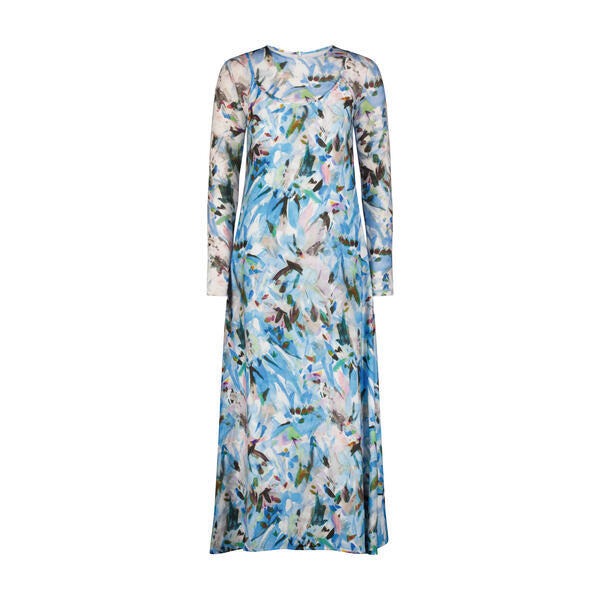 Printed Slip Dress- Blue Brushstrokes- FINAL SALE