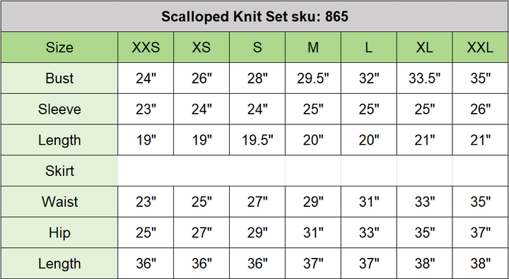 size chart