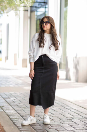 Crossover Denim Midi Skirt I ALV x Barianna- Black- FINAL SALE