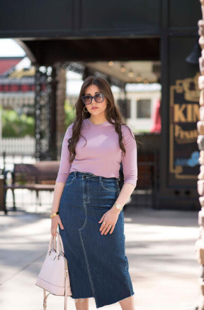 Crossover Denim Midi Skirt I ALV x Barianna- Blue- FINAL SALE