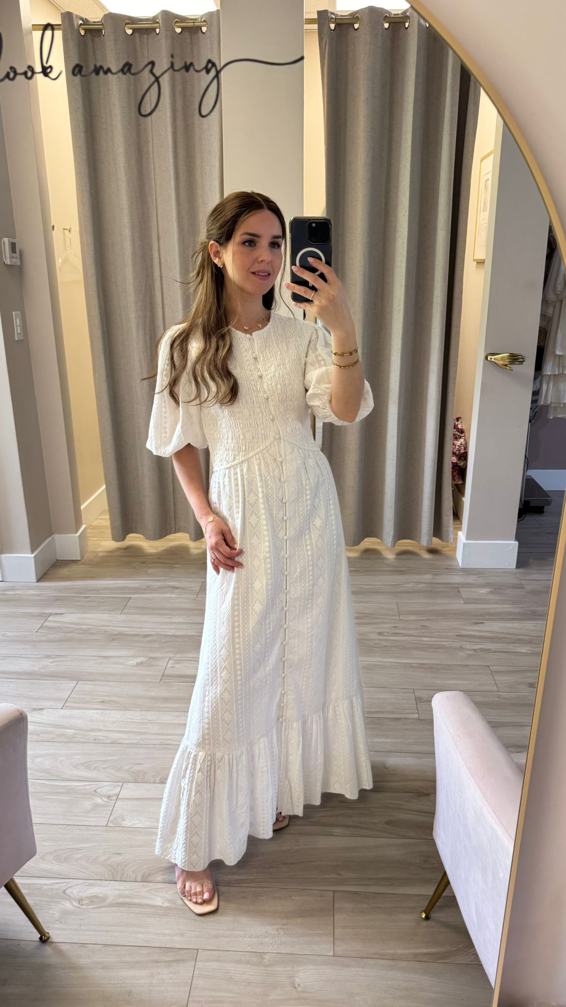 Smocked Bodice Maxi Dress- White