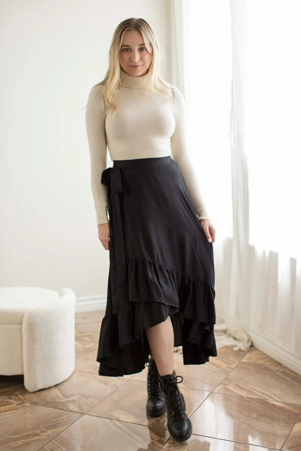 Faux Wrap Hi Lo Skirt-214n