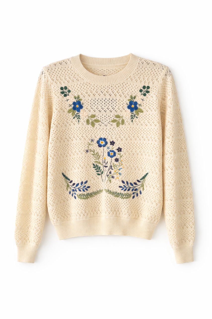 Floral Embroidered Knit Top