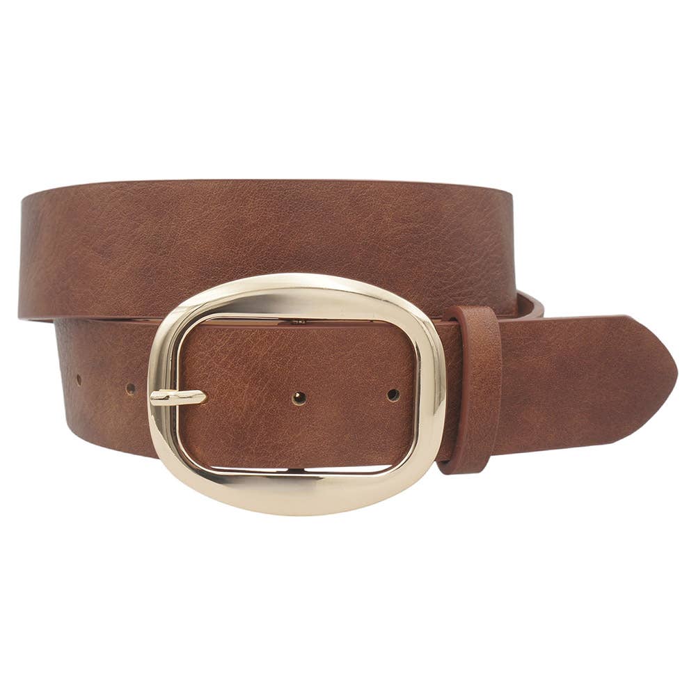 Wide Oval-Buckle Waist Belt  IW-38094WSH