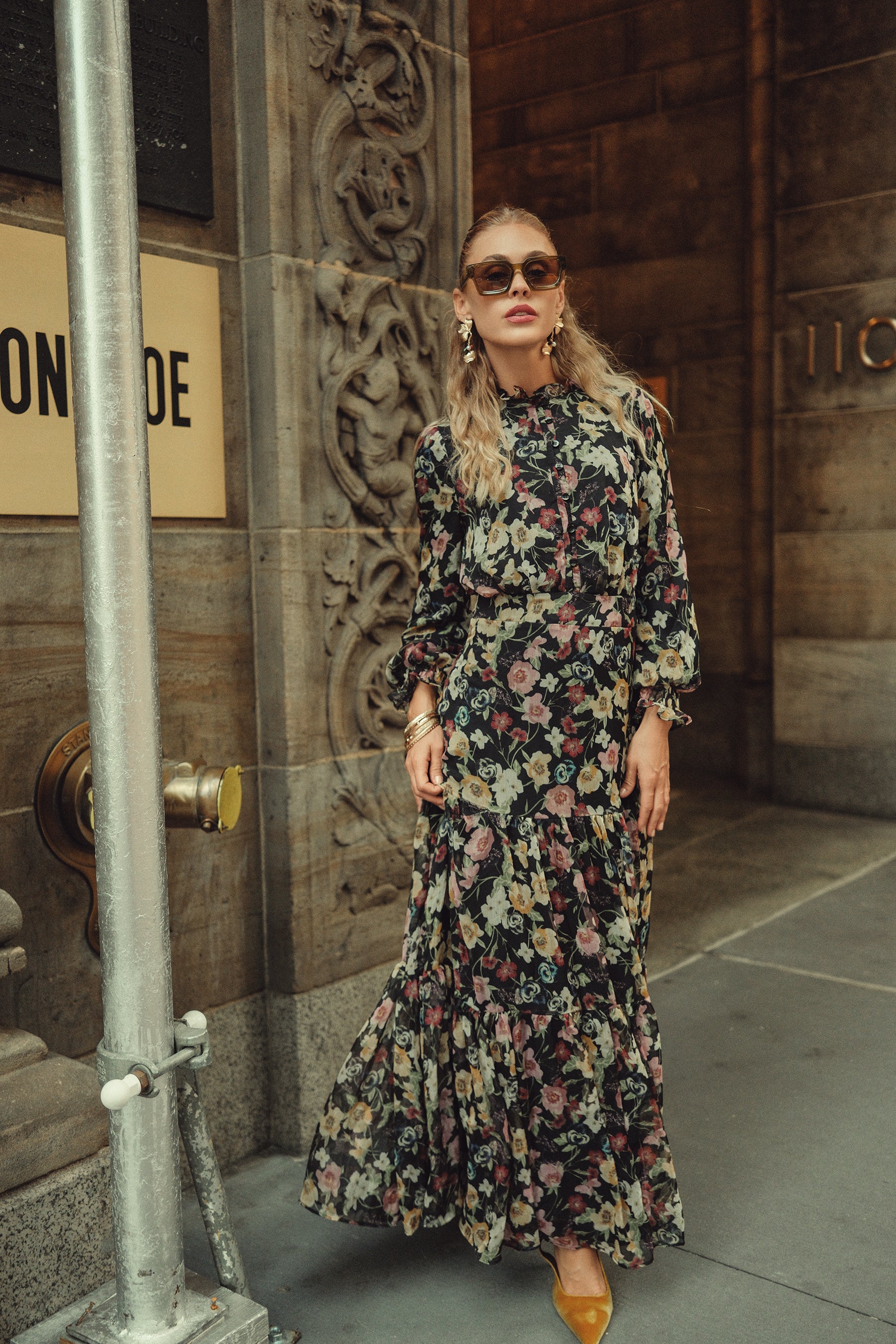 Zoe Maxi- Happy Blooms on Black