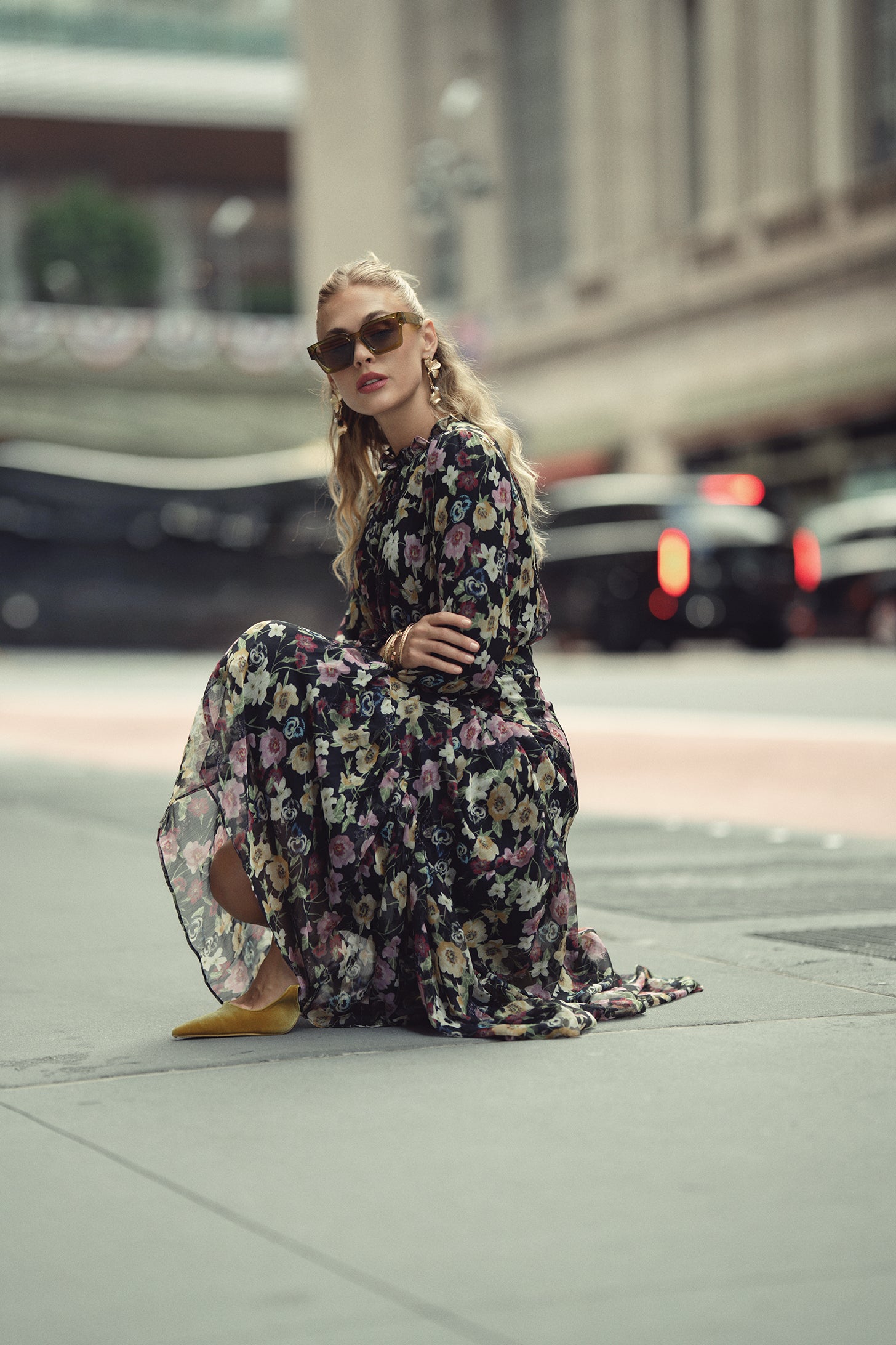 Zoe Maxi- Happy Blooms on Black