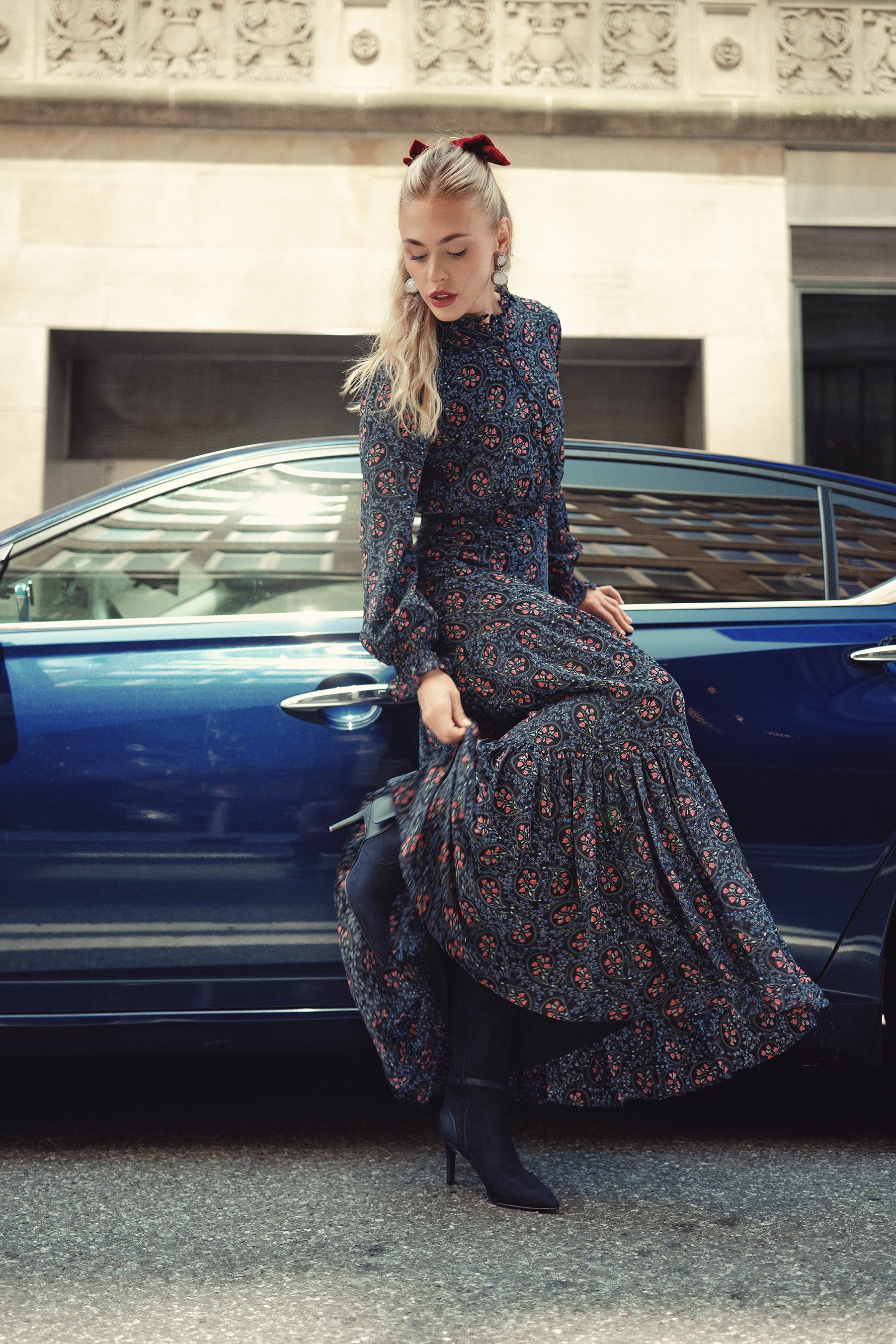 Zoe Maxi- Paisley Floral on Black