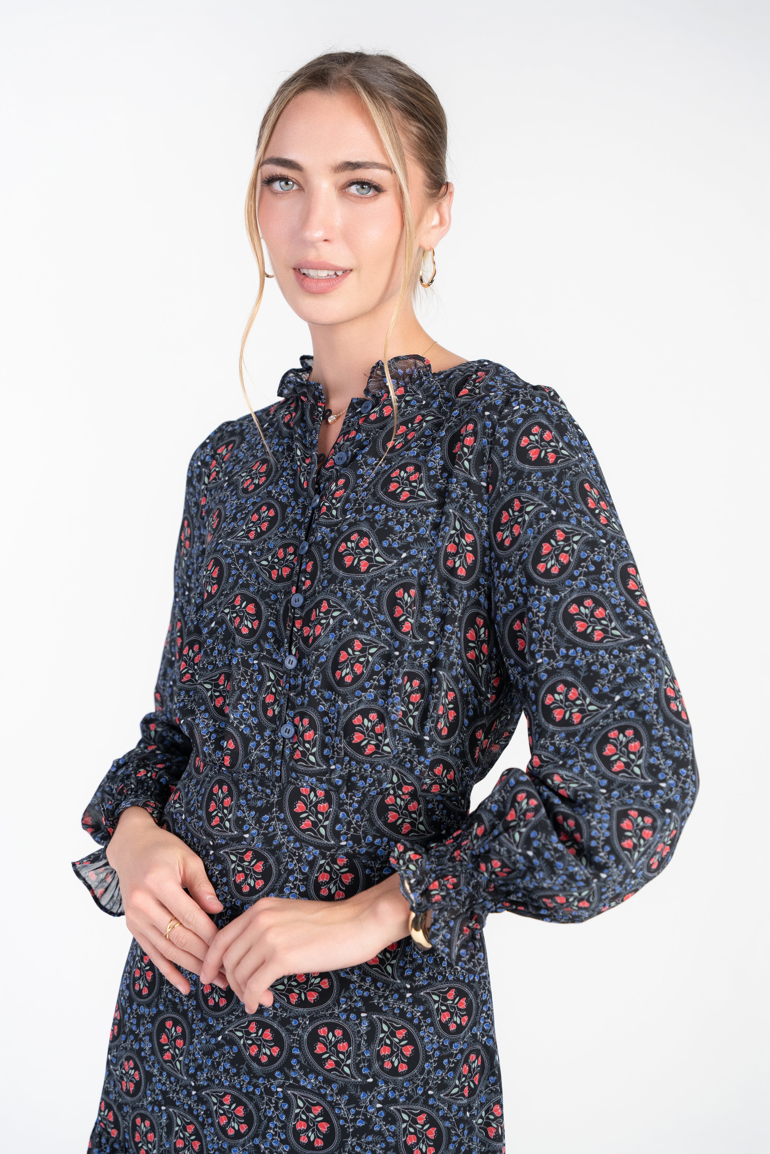 Zoe Maxi- Paisley Floral on Black