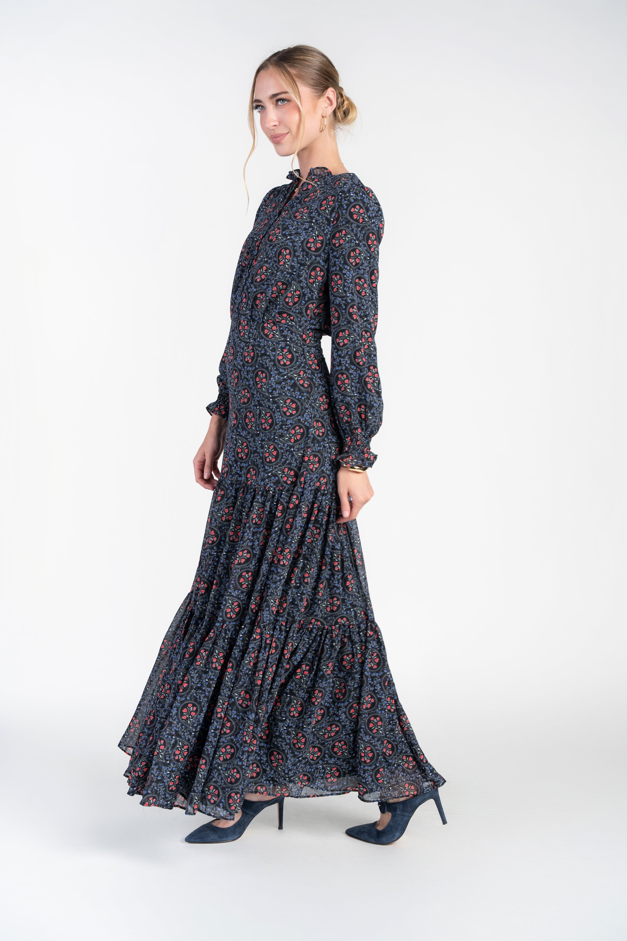 Zoe Maxi- Paisley Floral on Black