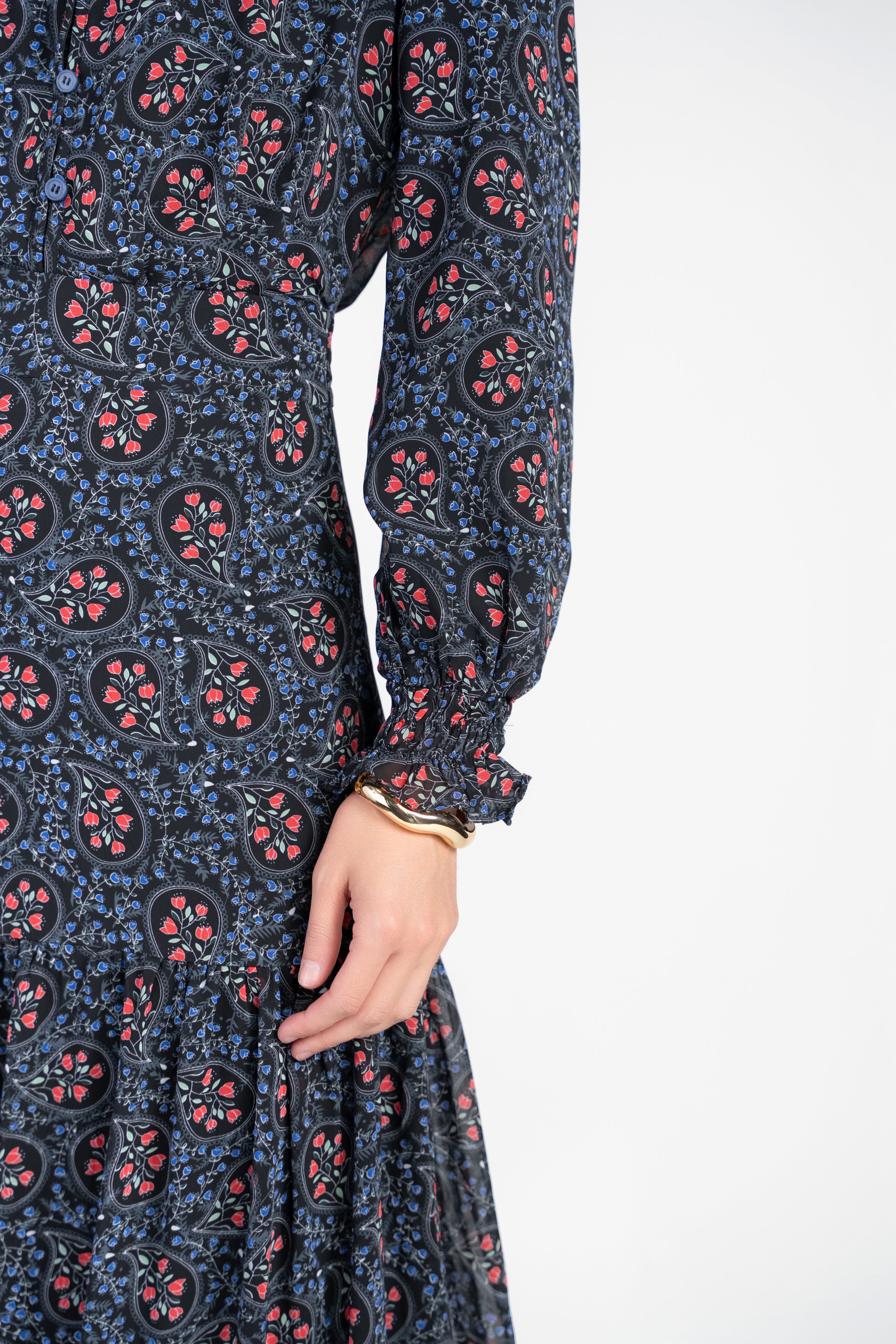 Zoe Maxi- Paisley Floral on Black
