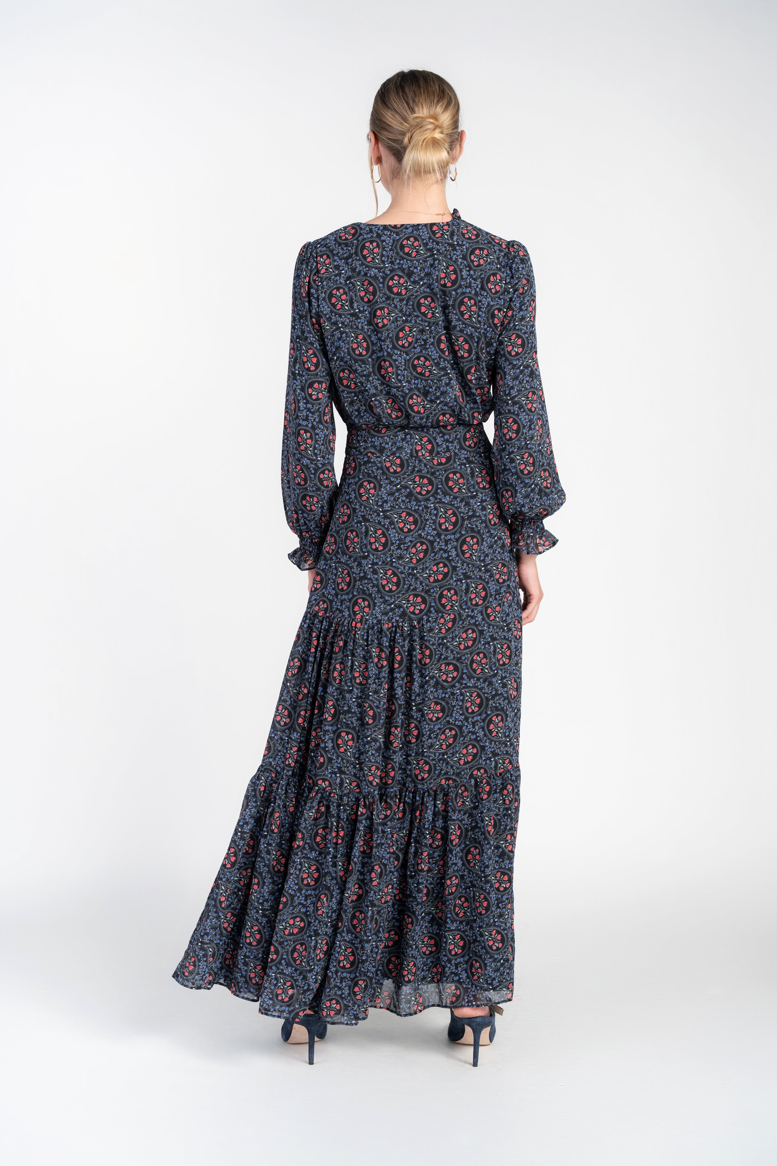 Zoe Maxi- Paisley Floral on Black