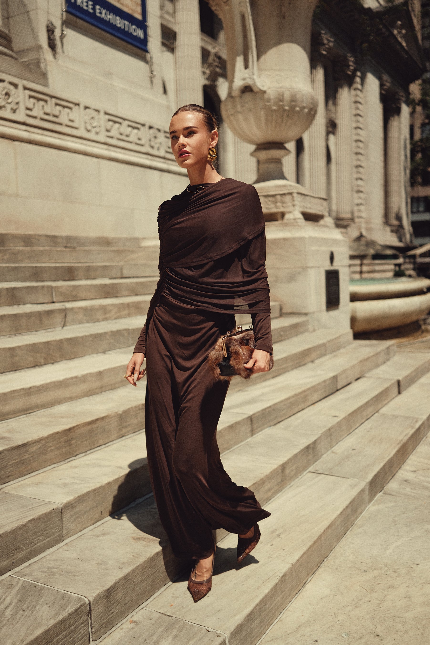 Cape Evening Gown- Chocolate
