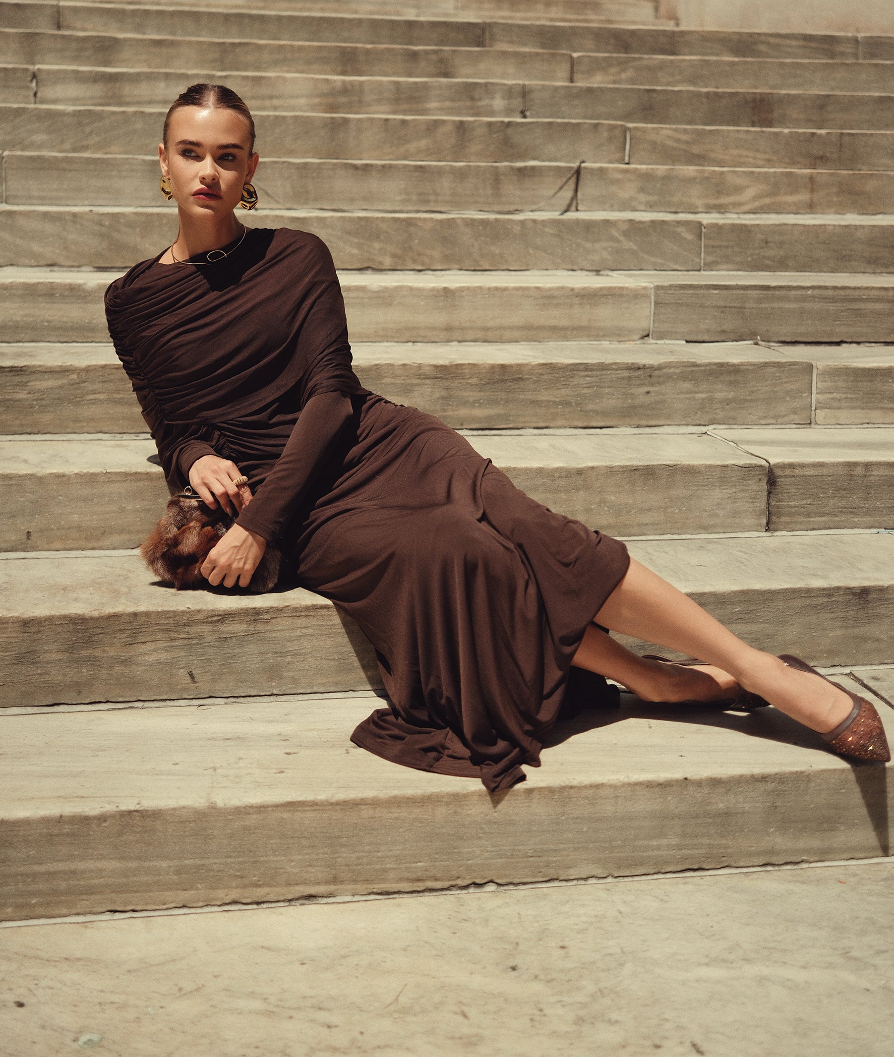 Cape Evening Gown- Chocolate