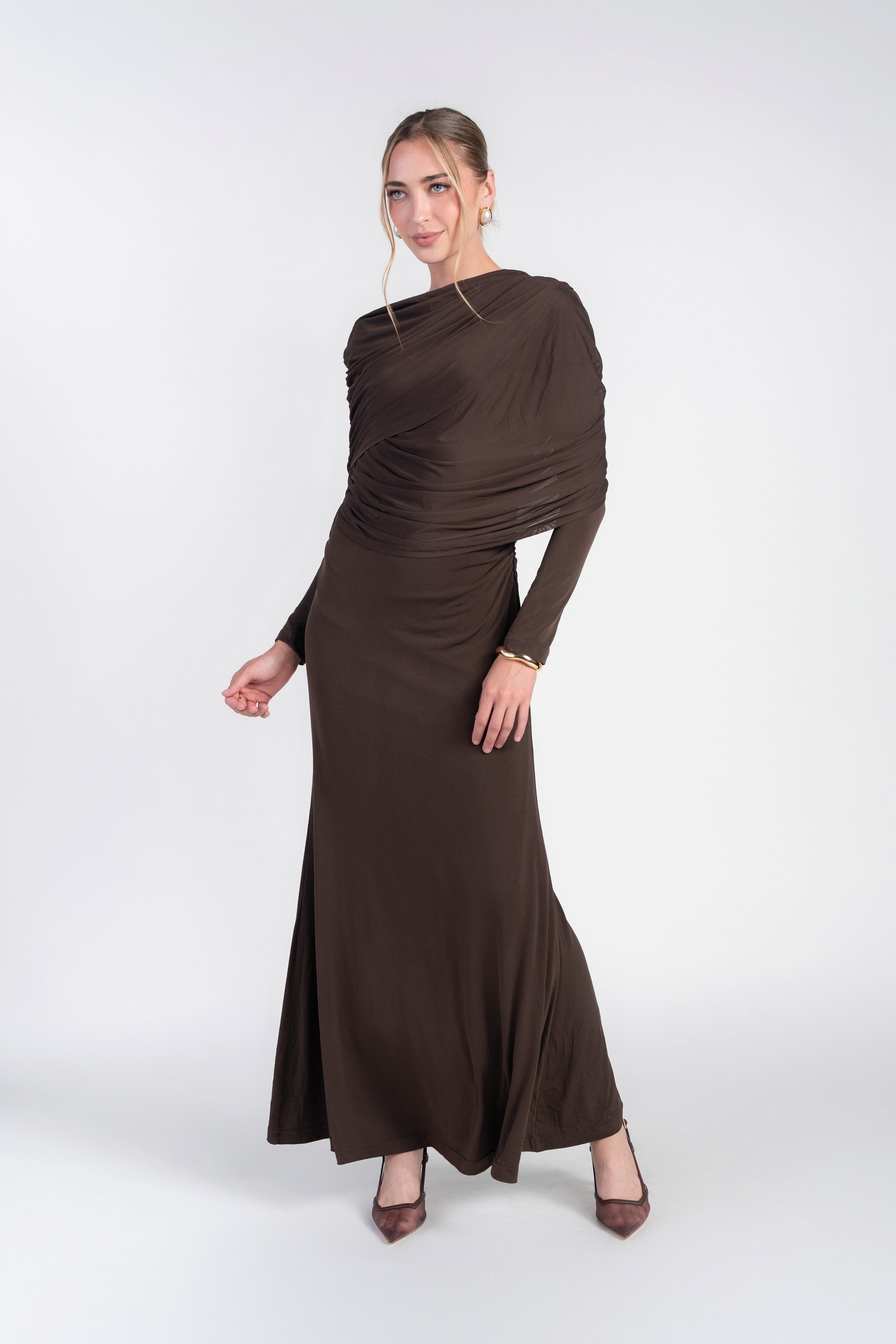 Cape Evening Gown- Chocolate