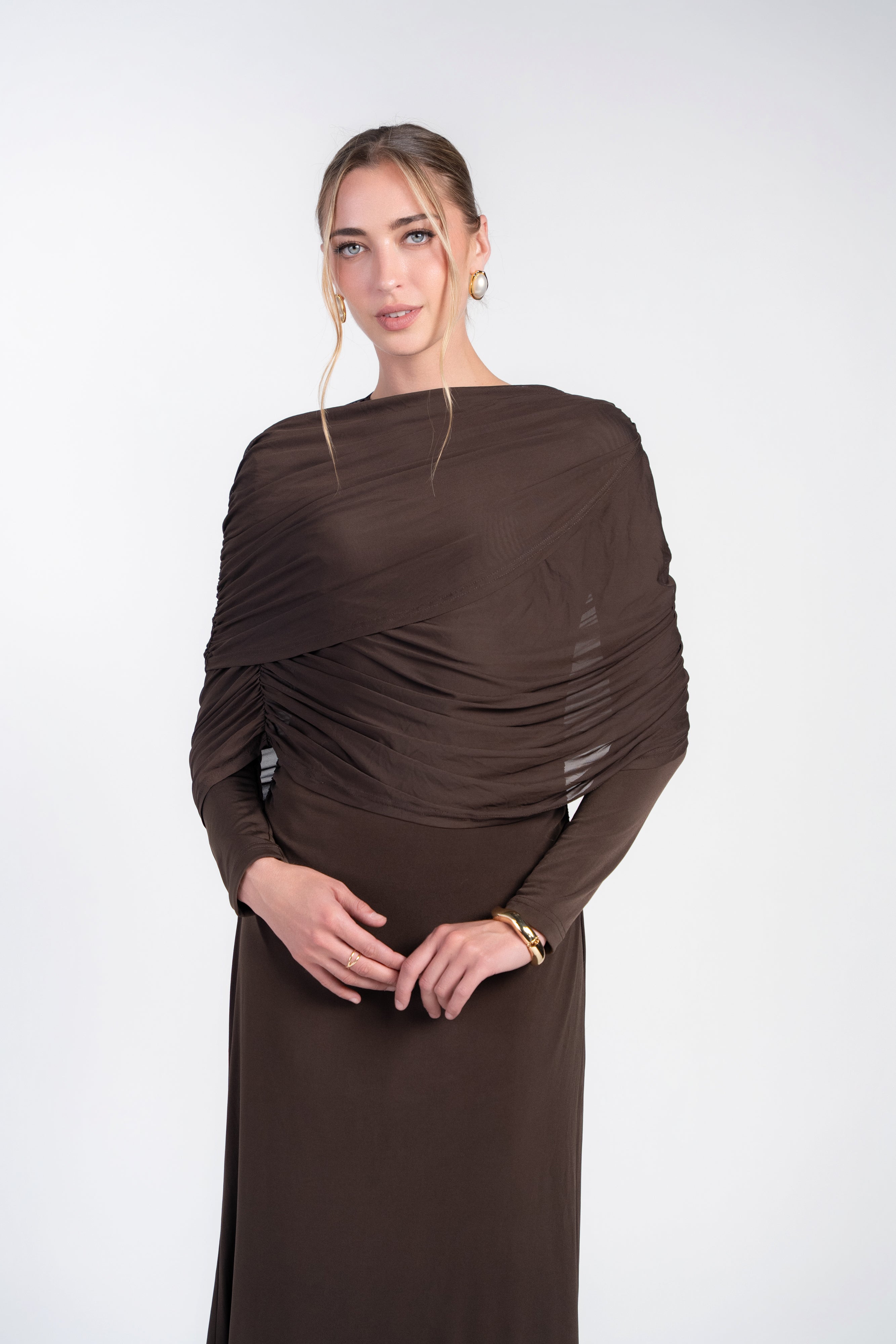 Cape Evening Gown- Chocolate