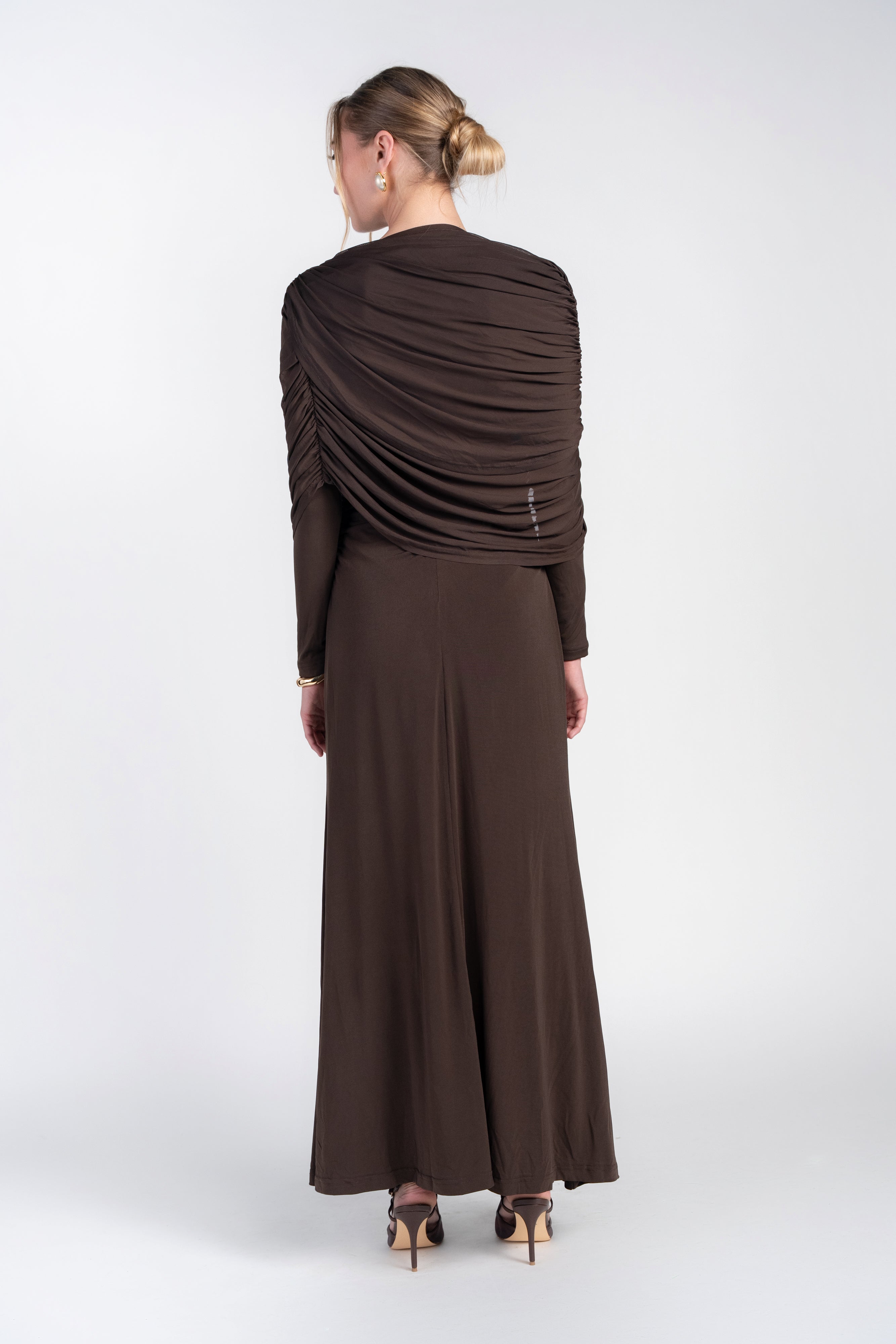 Cape Evening Gown- Chocolate