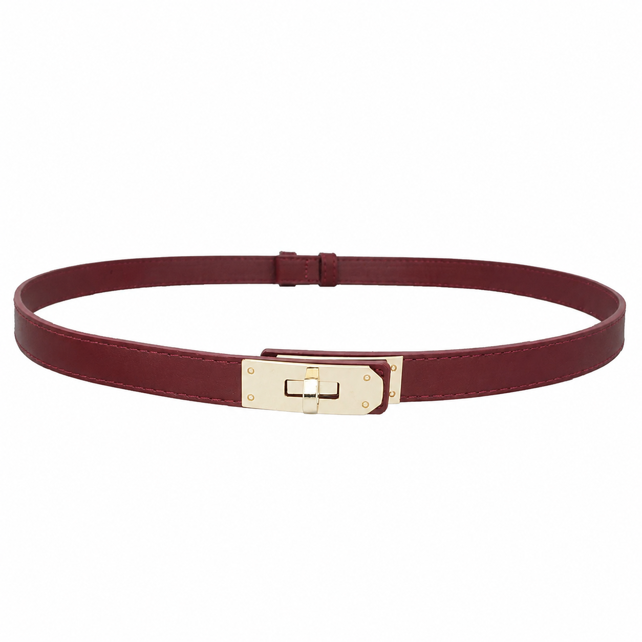 Slim Waist Belt with Gold-Tone Turn-Lock Buckle IW-18001