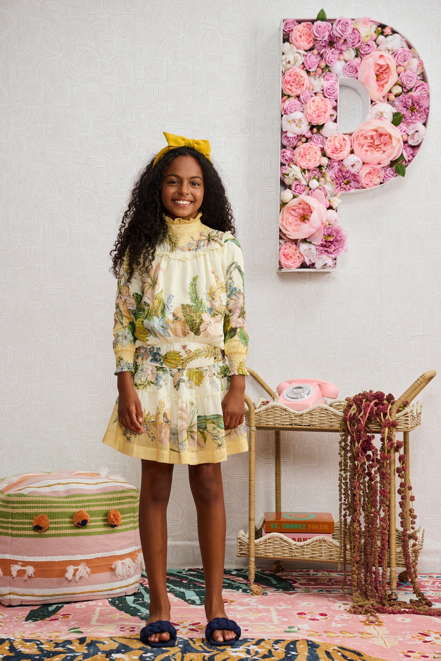 Ivory with Yellow Border Floral Design Top