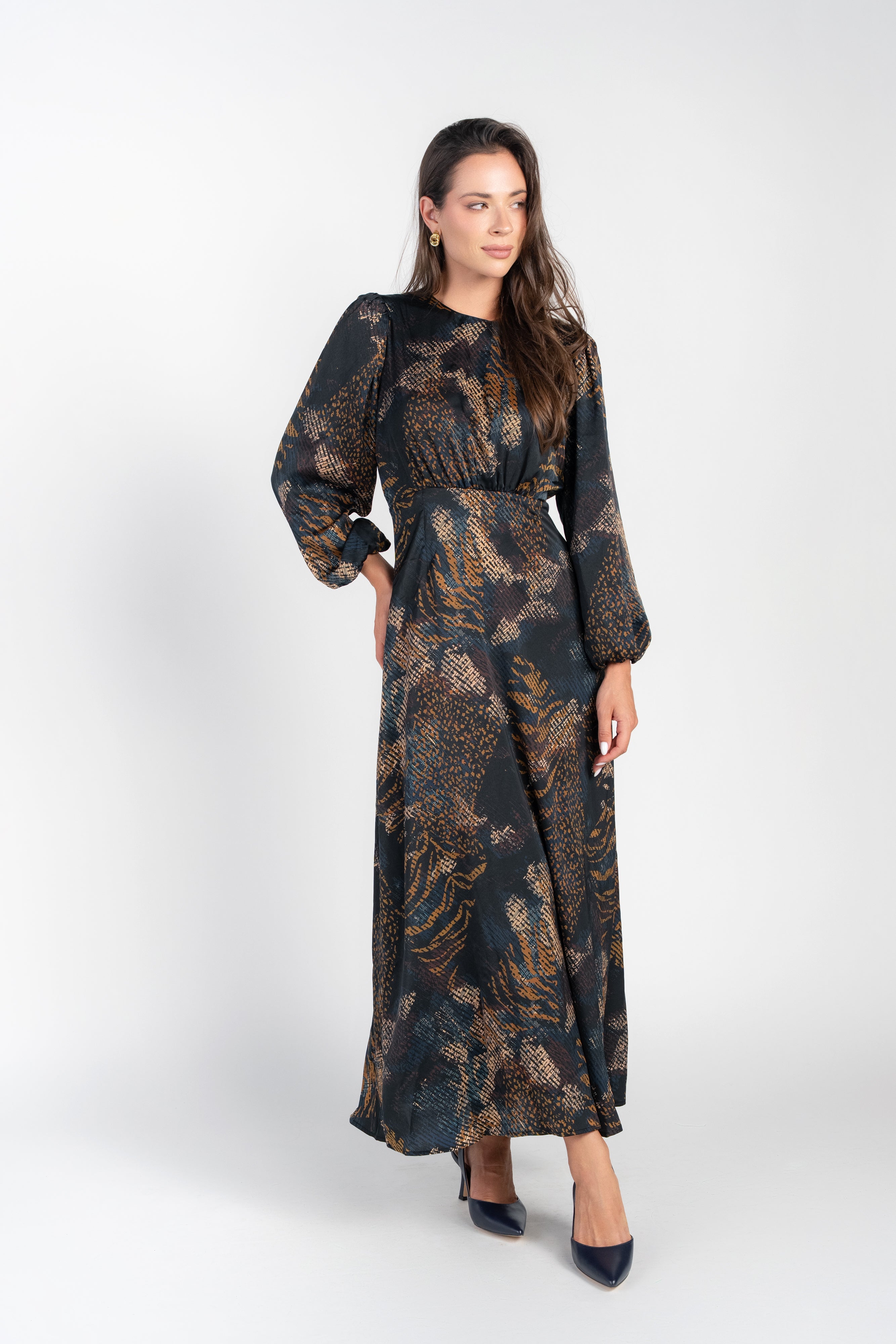 Becca Dress Long Sleeve- Abstract Navy