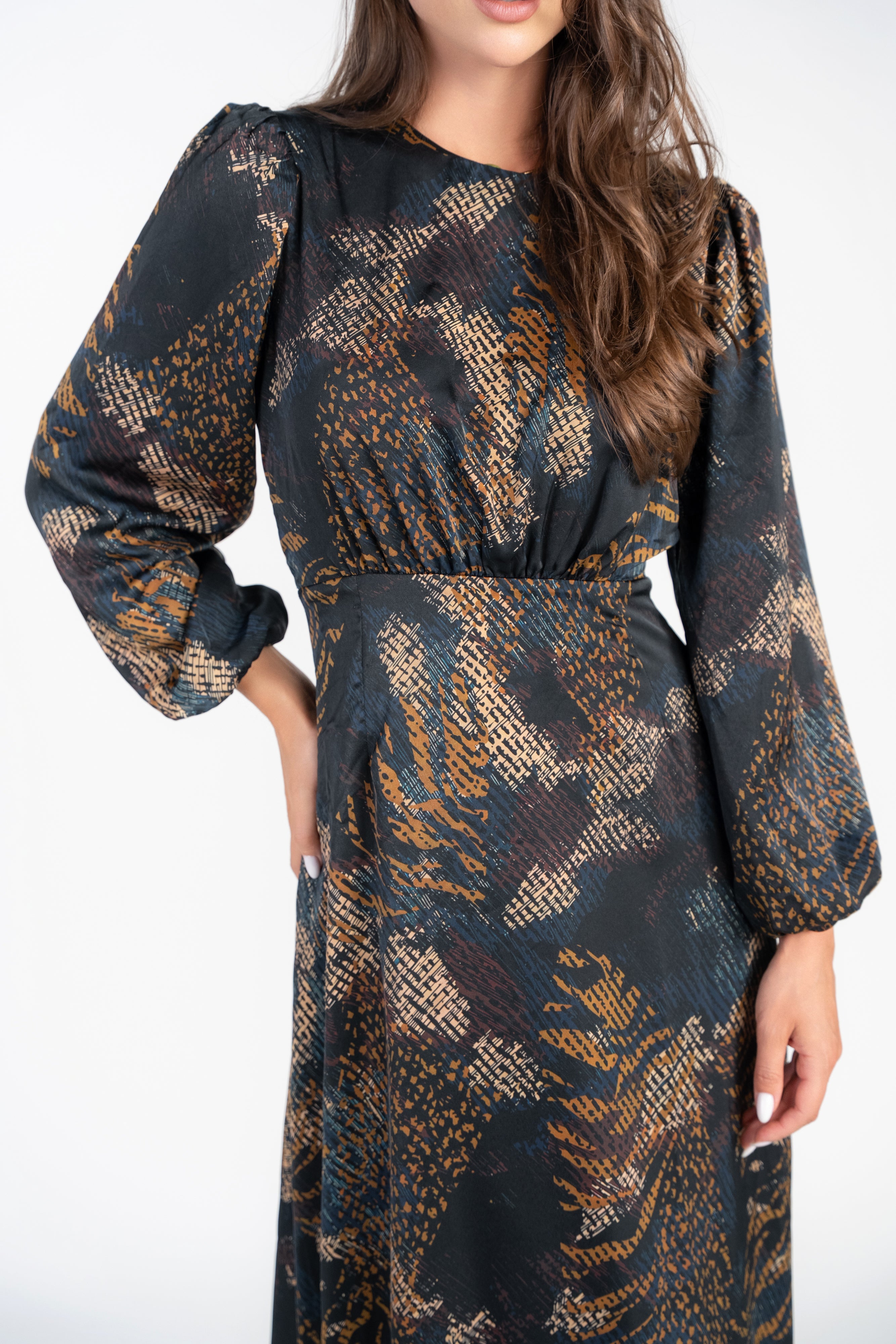 Becca Dress Long Sleeve- Abstract Navy