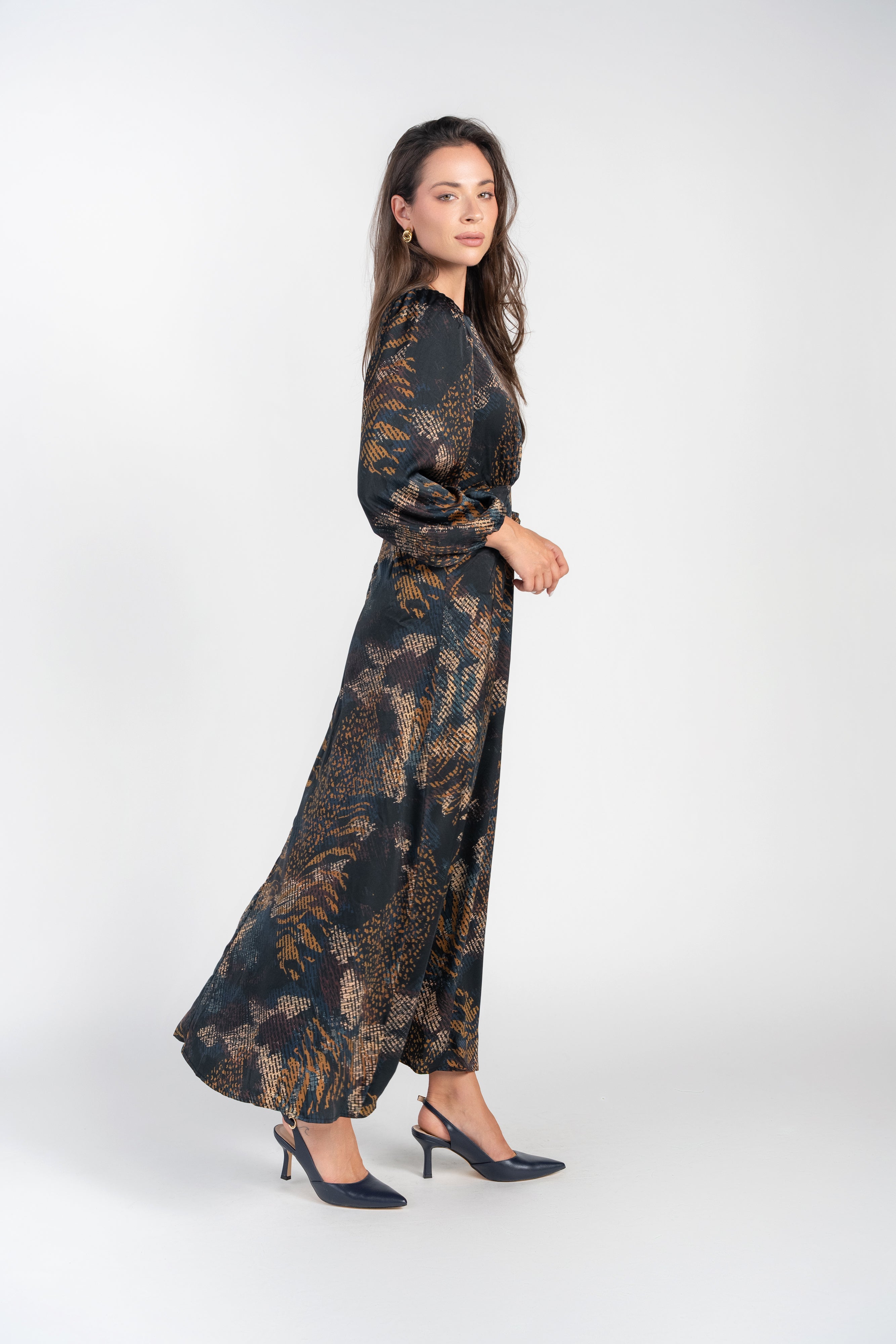 Becca Dress Long Sleeve- Abstract Navy