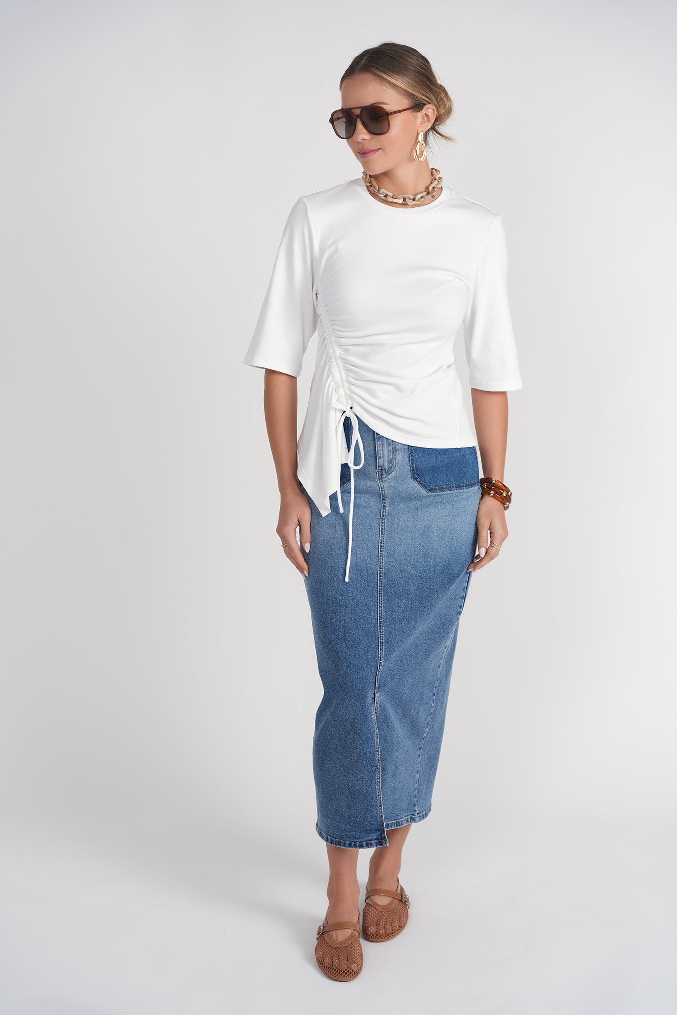 Drawstring Tee- White