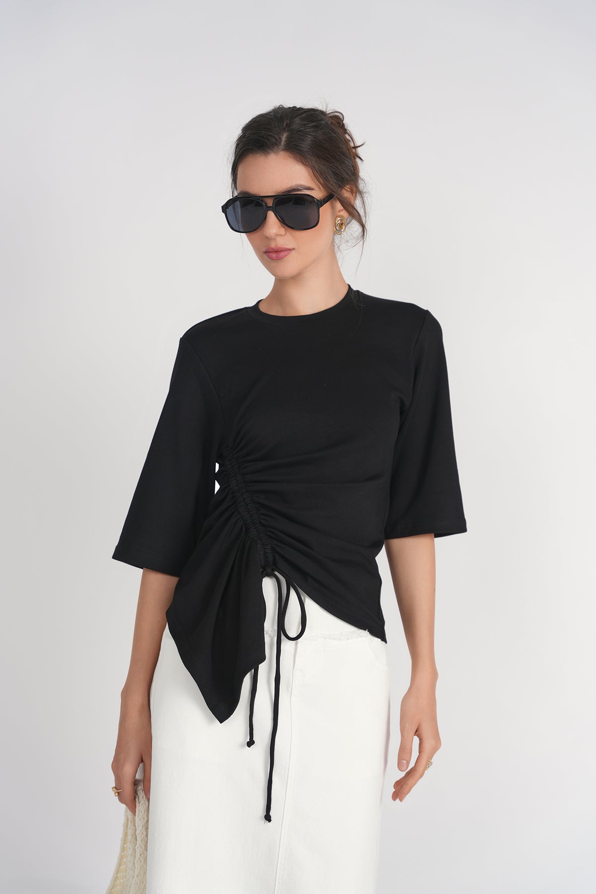 Drawstring Tee- Black | Adina Las Vegas
