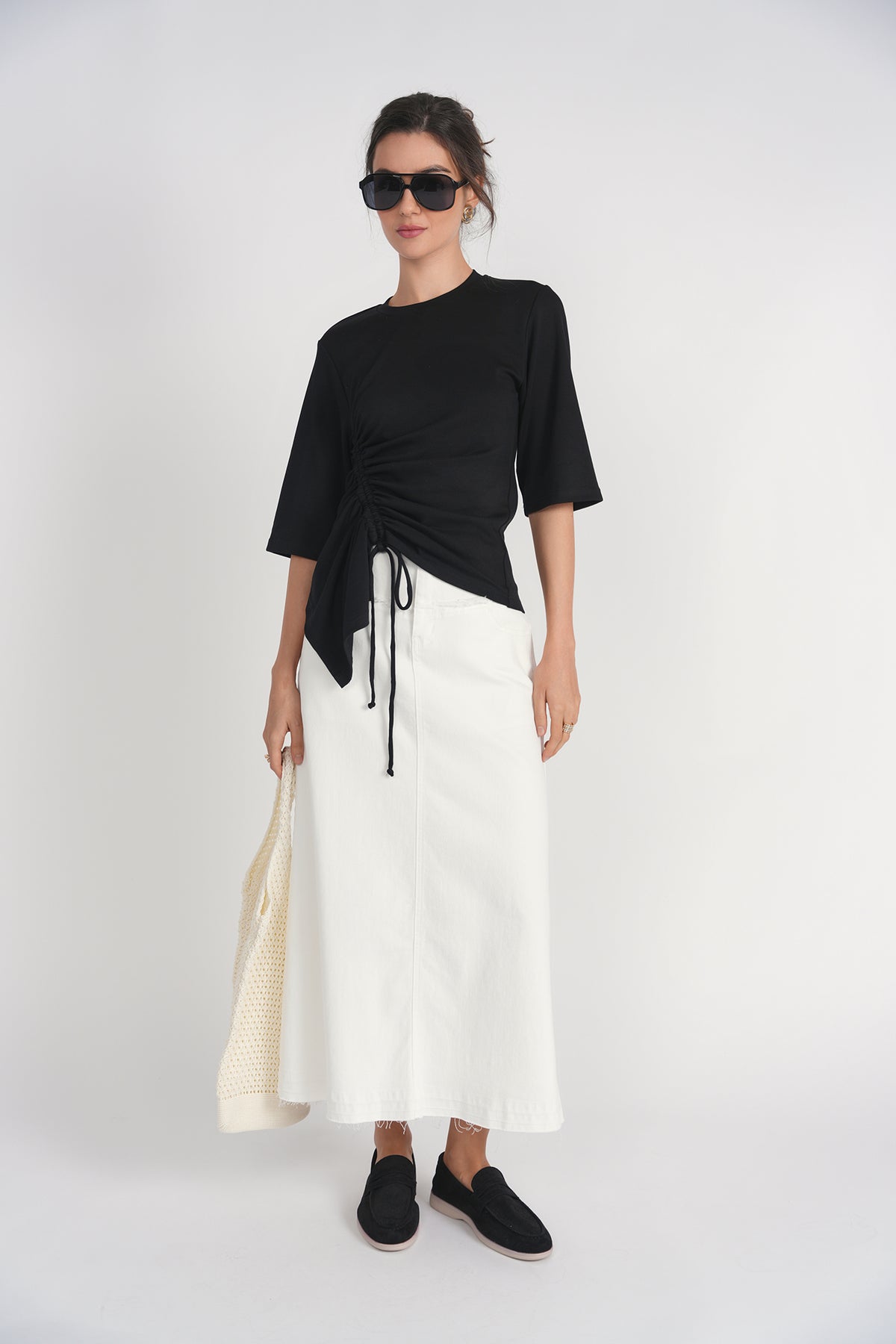 Drawstring Tee- Black | Adina Las Vegas