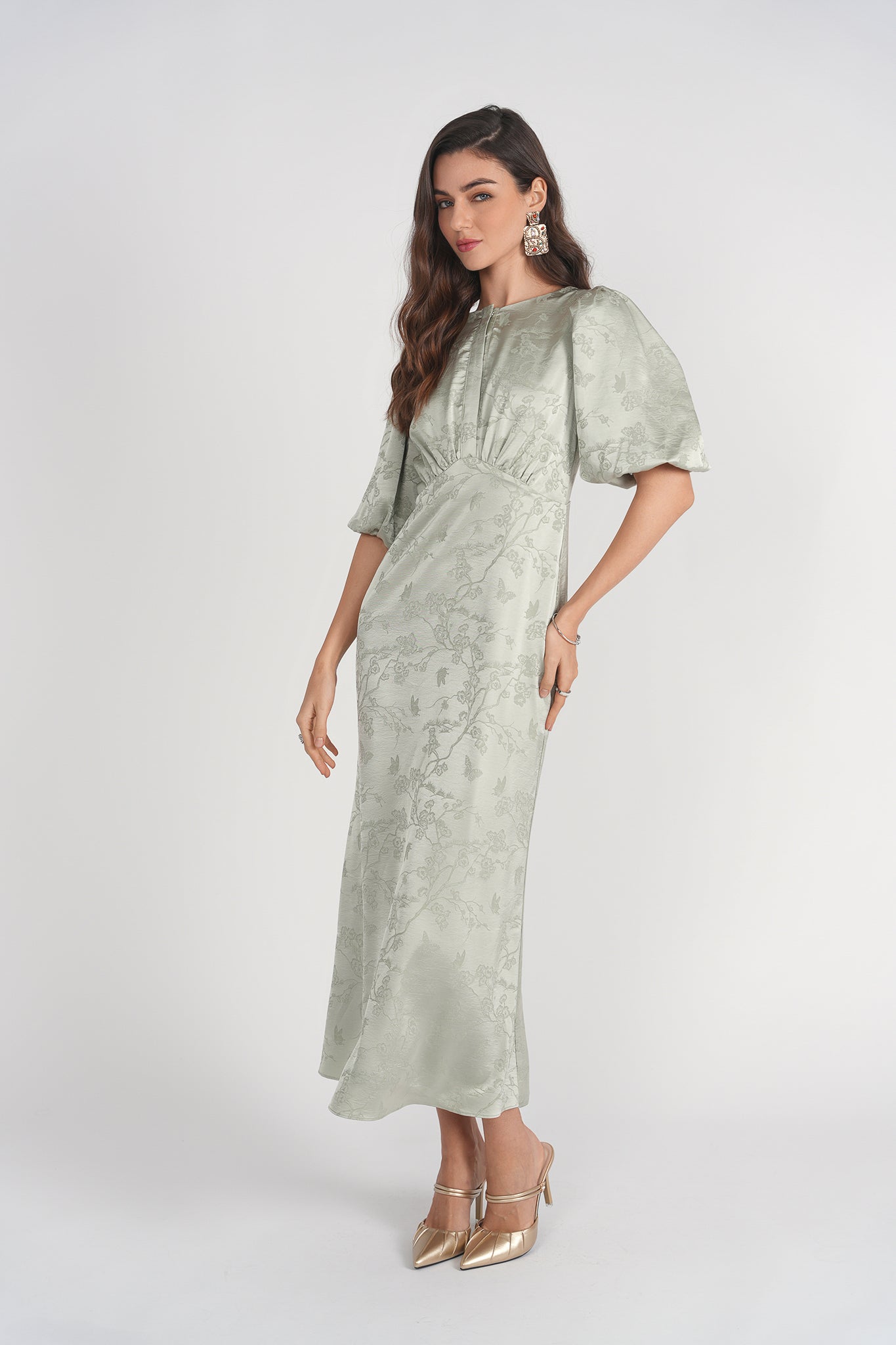 Marlo Dress- Mint Jacquard