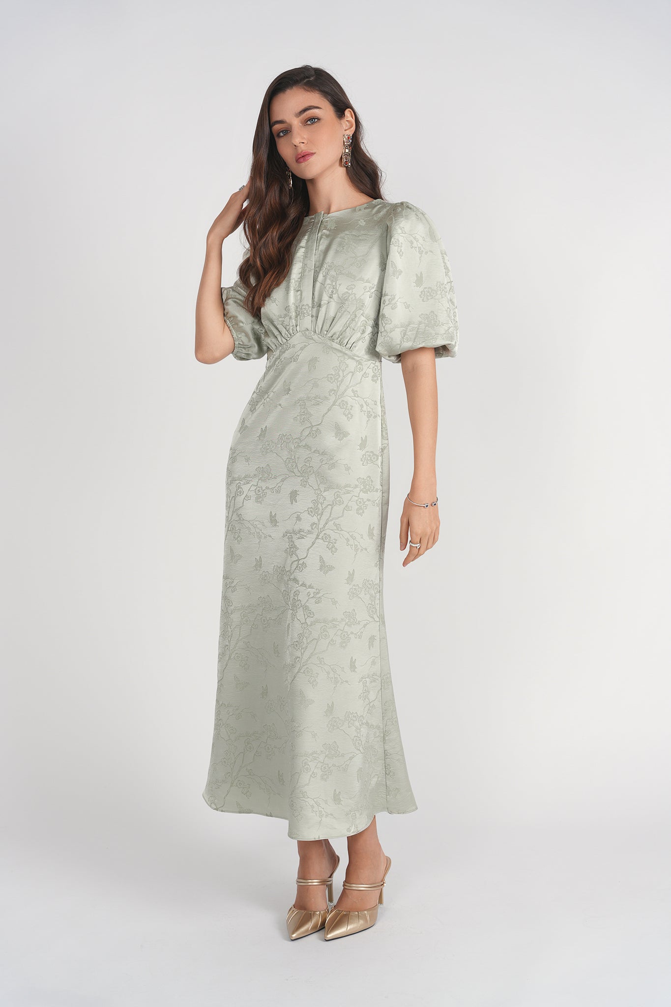 Marlo Dress- Mint Jacquard