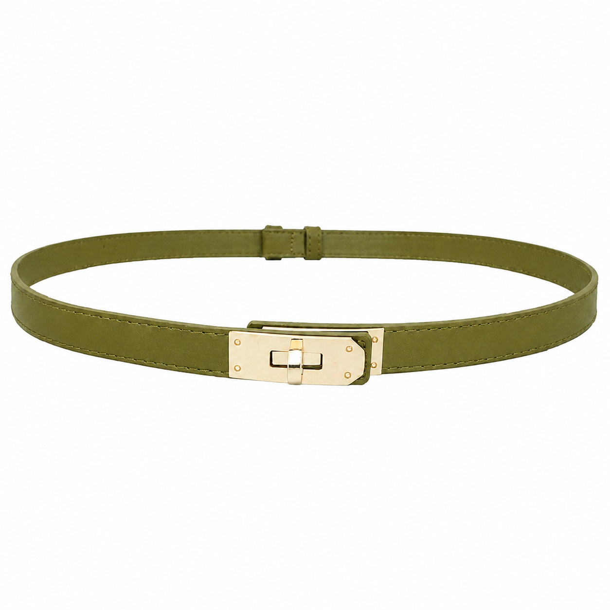 Slim Waist Belt with Gold-Tone Turn-Lock Buckle IW-18001
