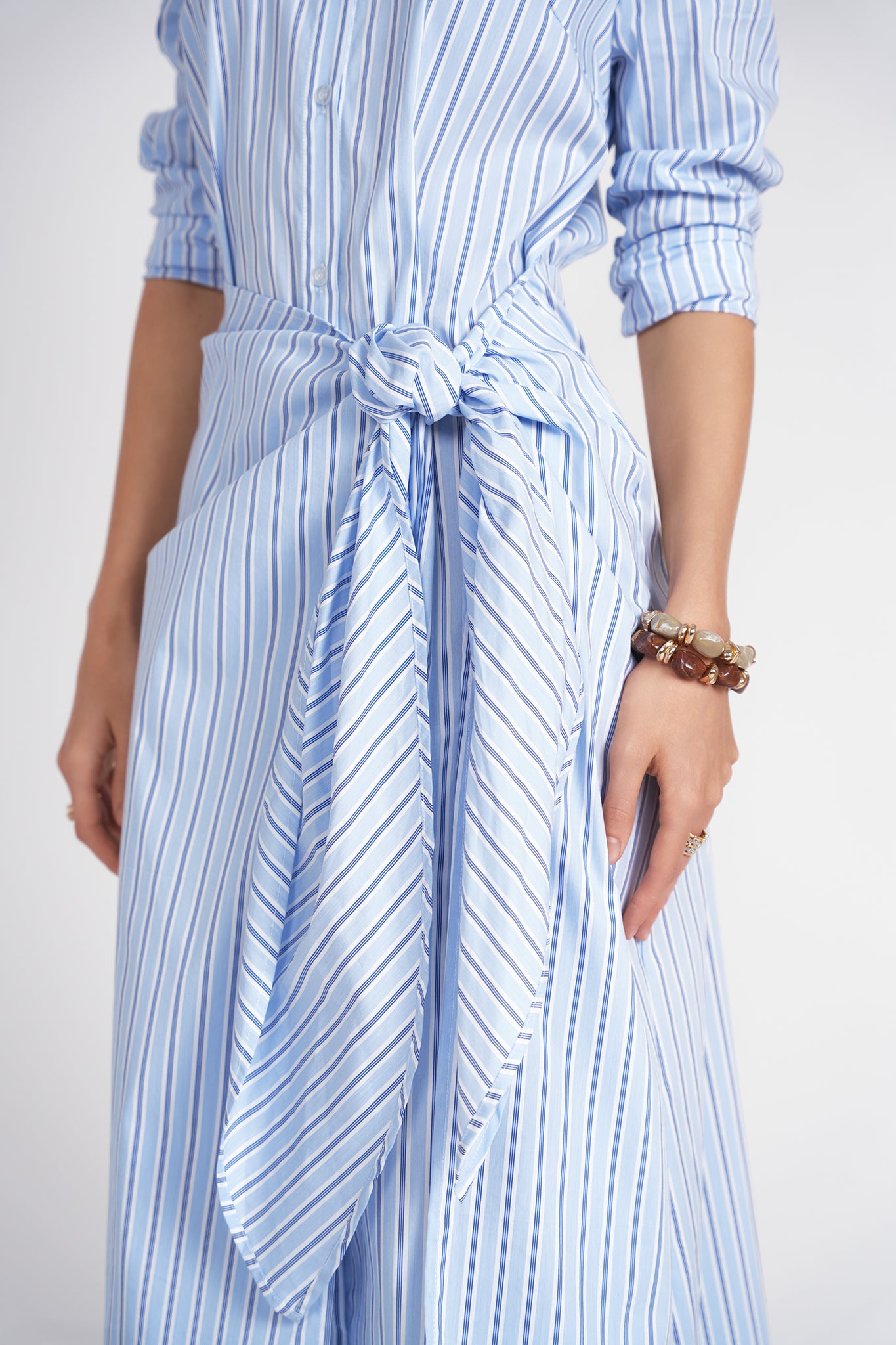 Camilla Dress- Blue Pinstripes L Camilla Dress- Blue Pinstripes L