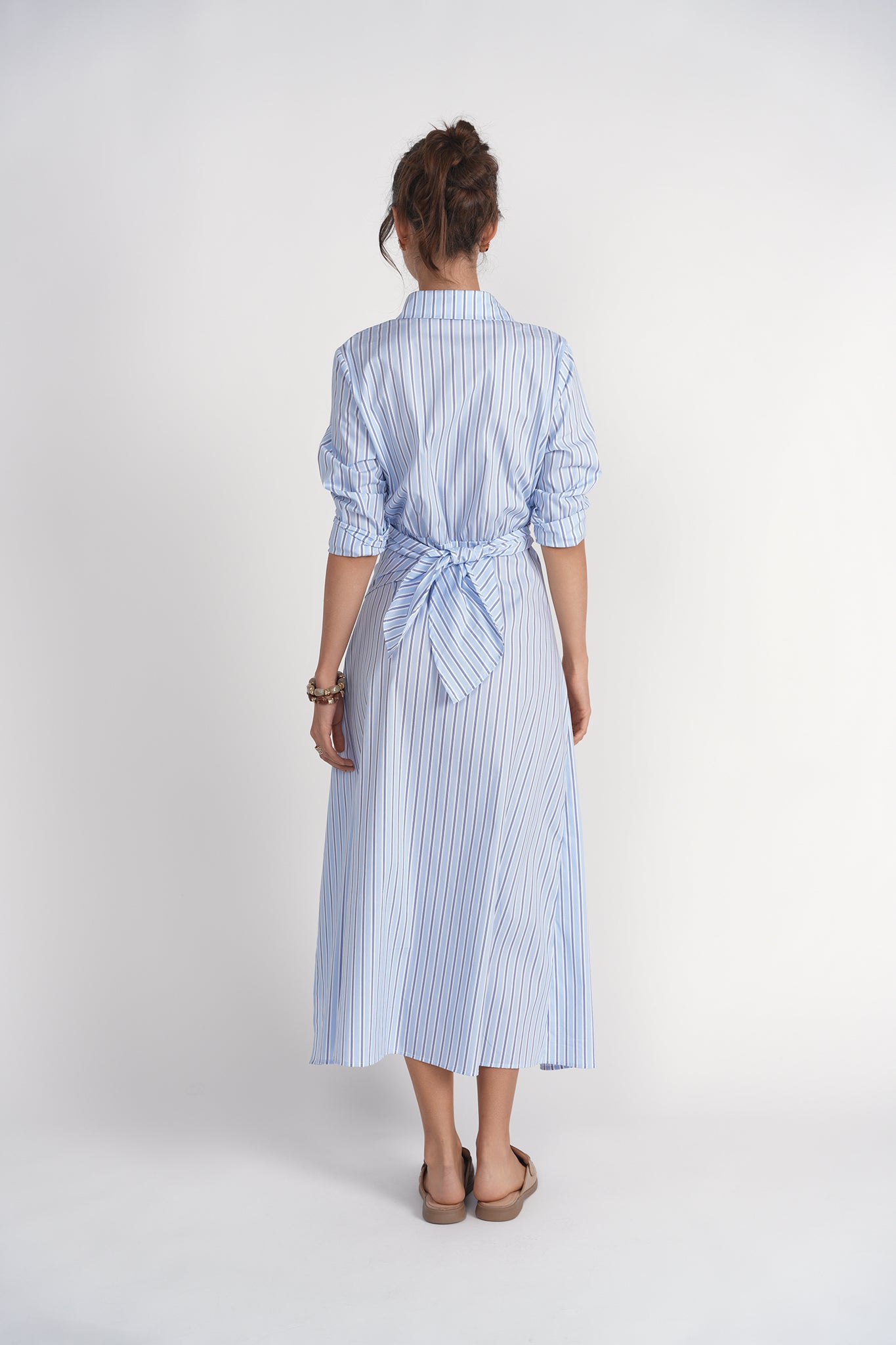 Camilla Dress- Blue Pinstripes