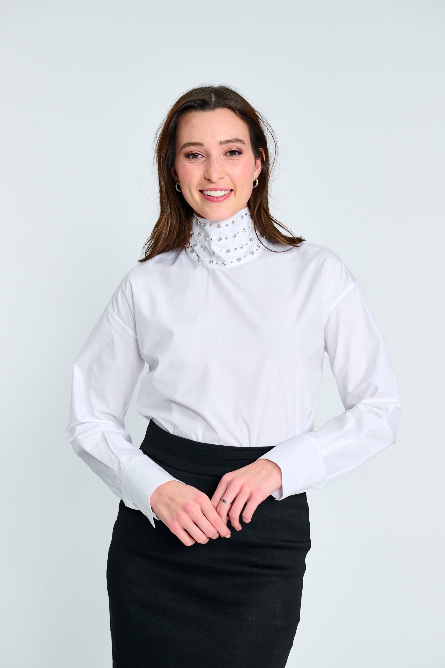 White Shirt Studded Collar - White