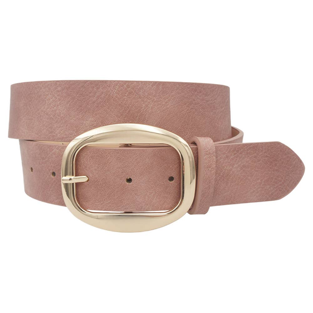 Wide Oval-Buckle Waist Belt  IW-38094WSH