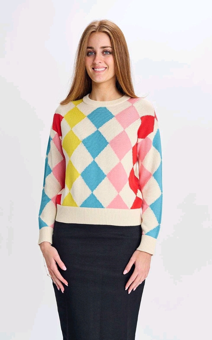 444971 Multicolor Argyle Knit Sweater