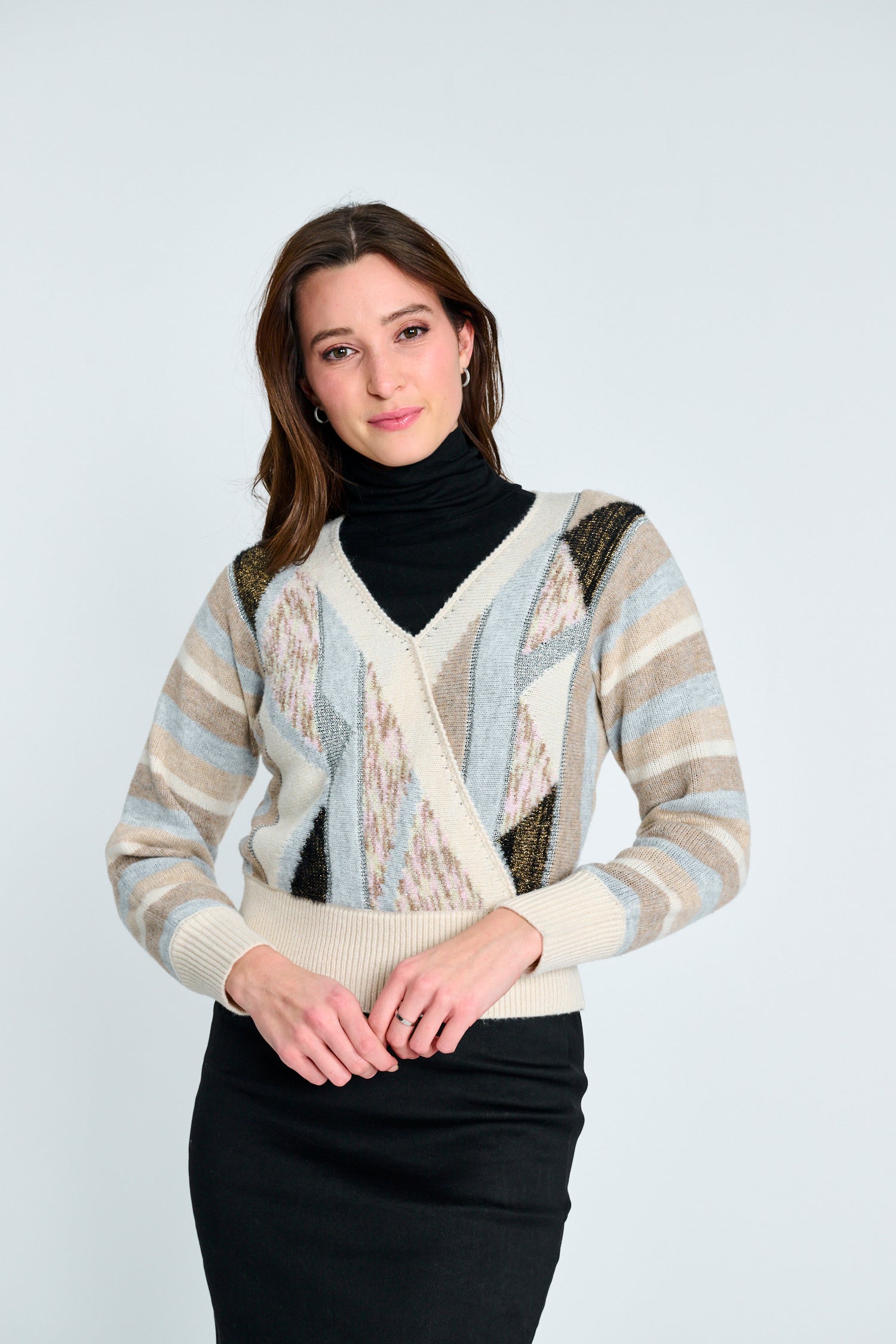 V-Neck Top Lurex Knit - Assorted