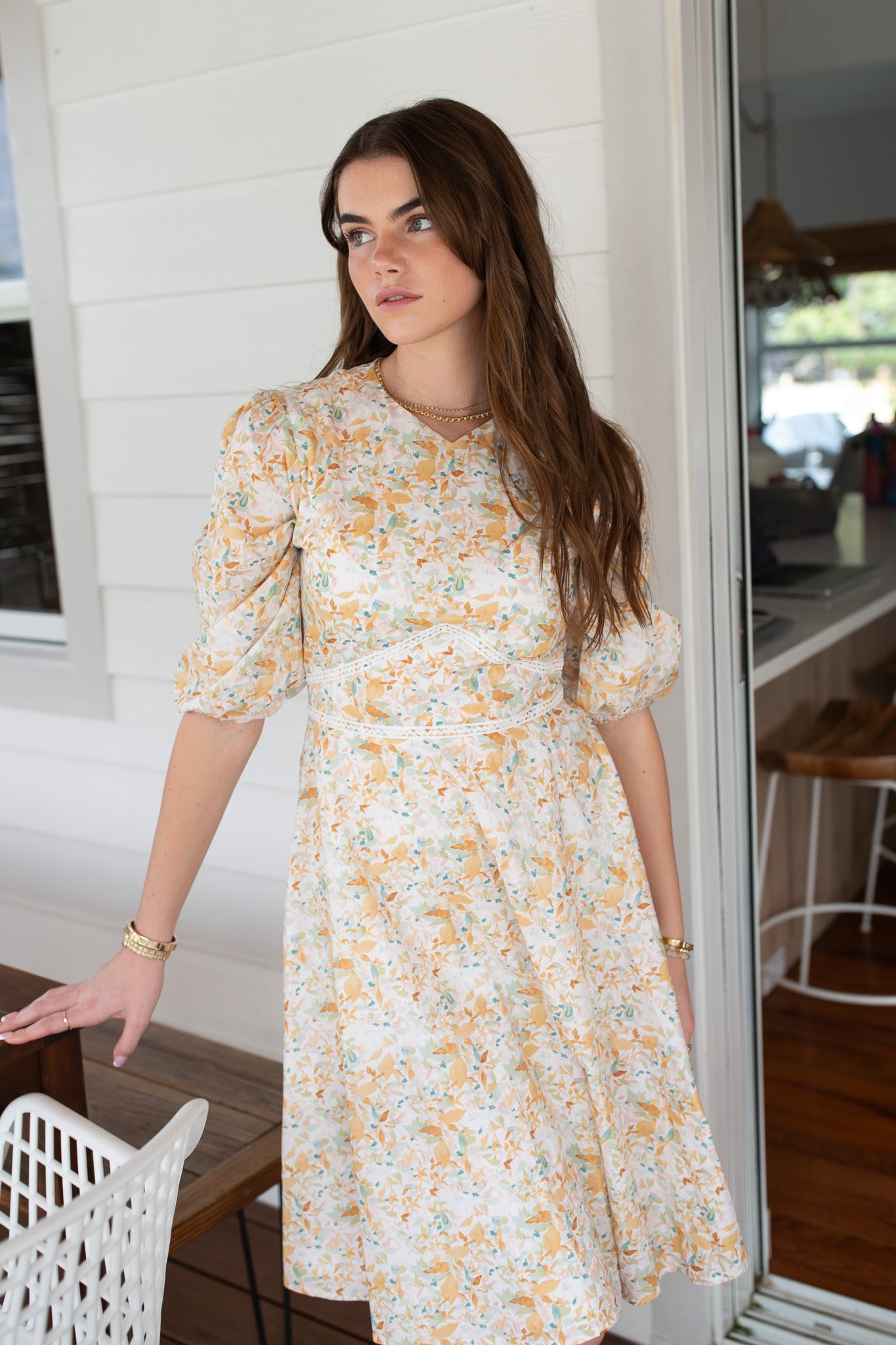 Cotton Anna Dress- Sage Floral