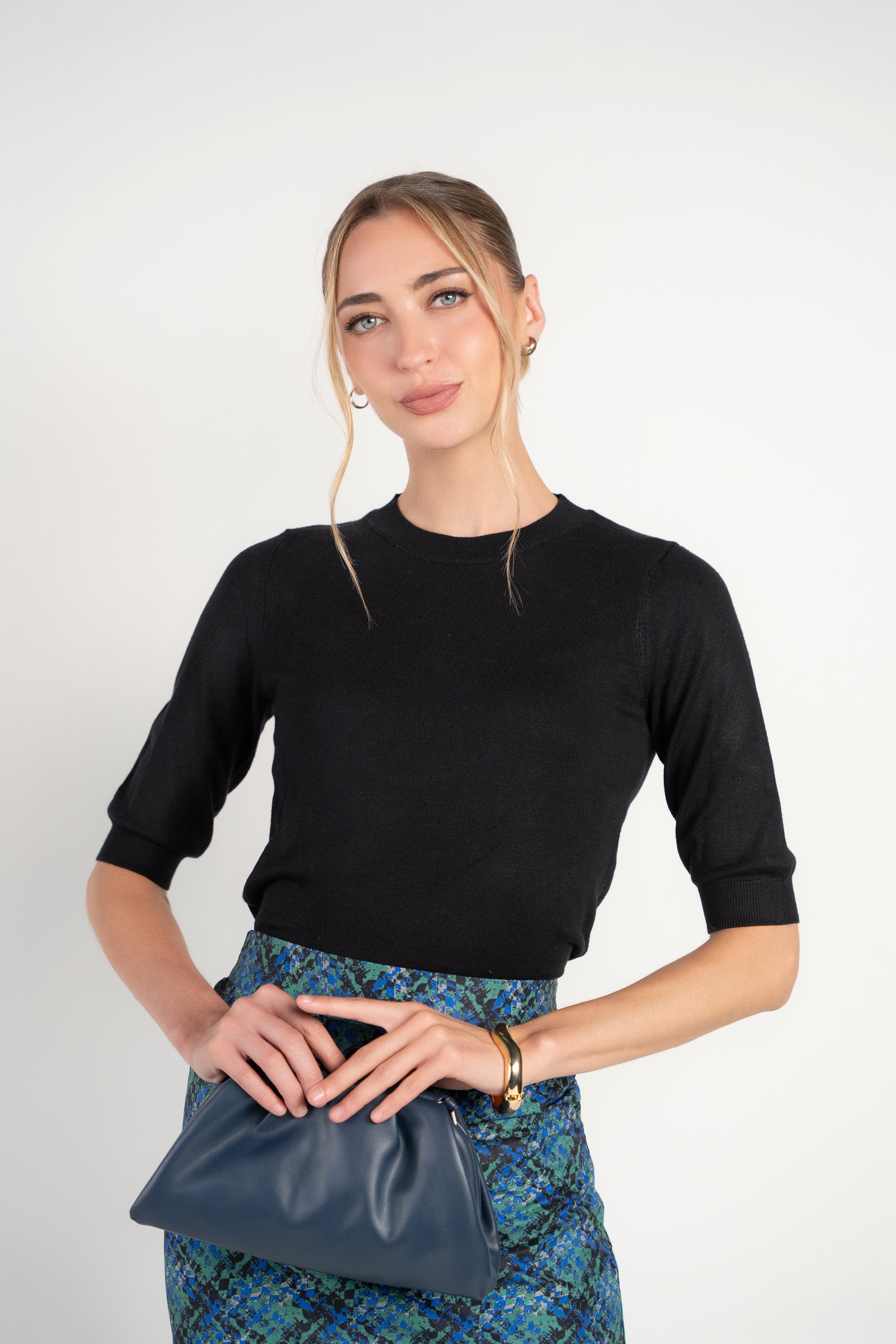 3/4 Sleeve Sweater- Black