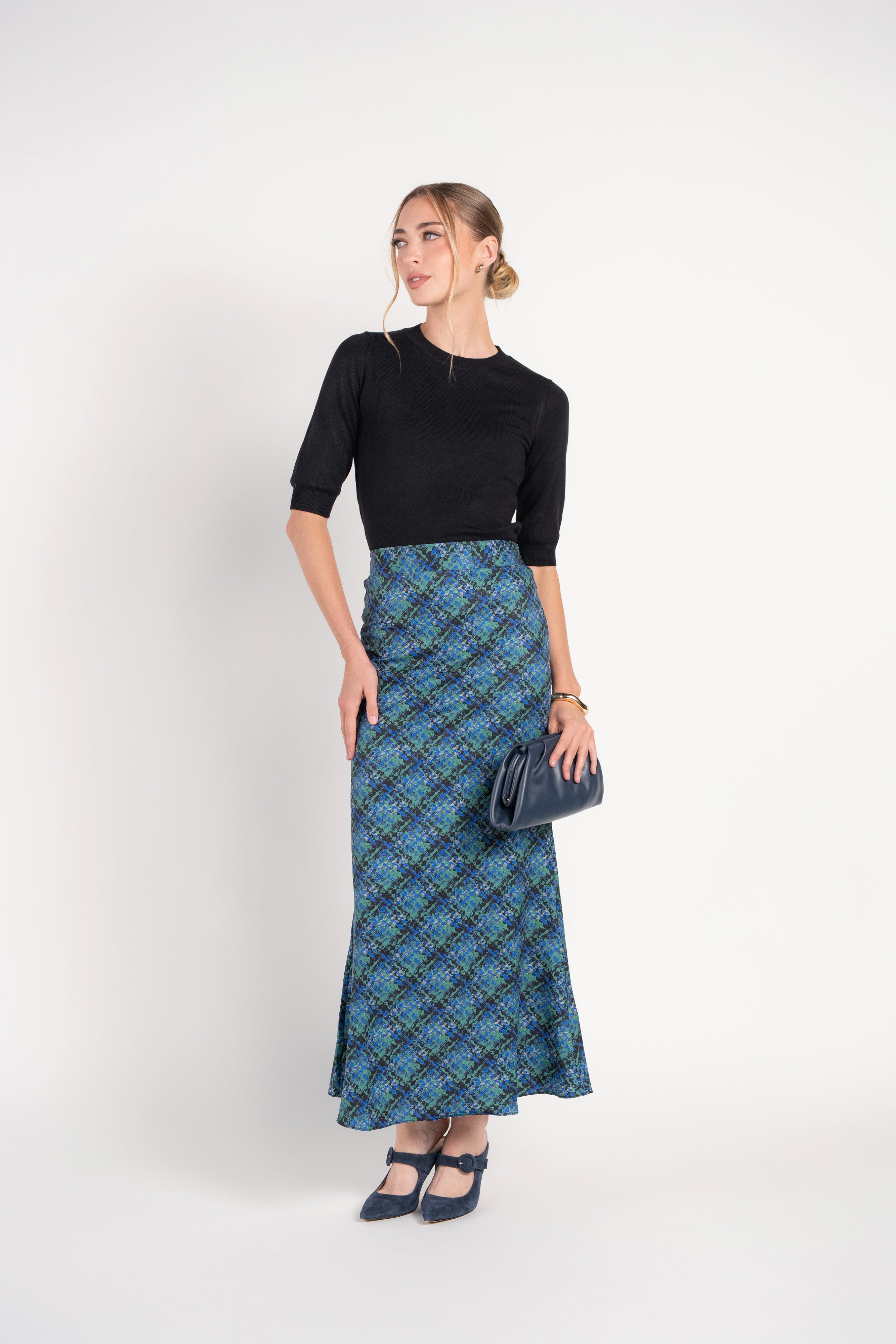 Naomie Slip Skirt- Abstract Plaid