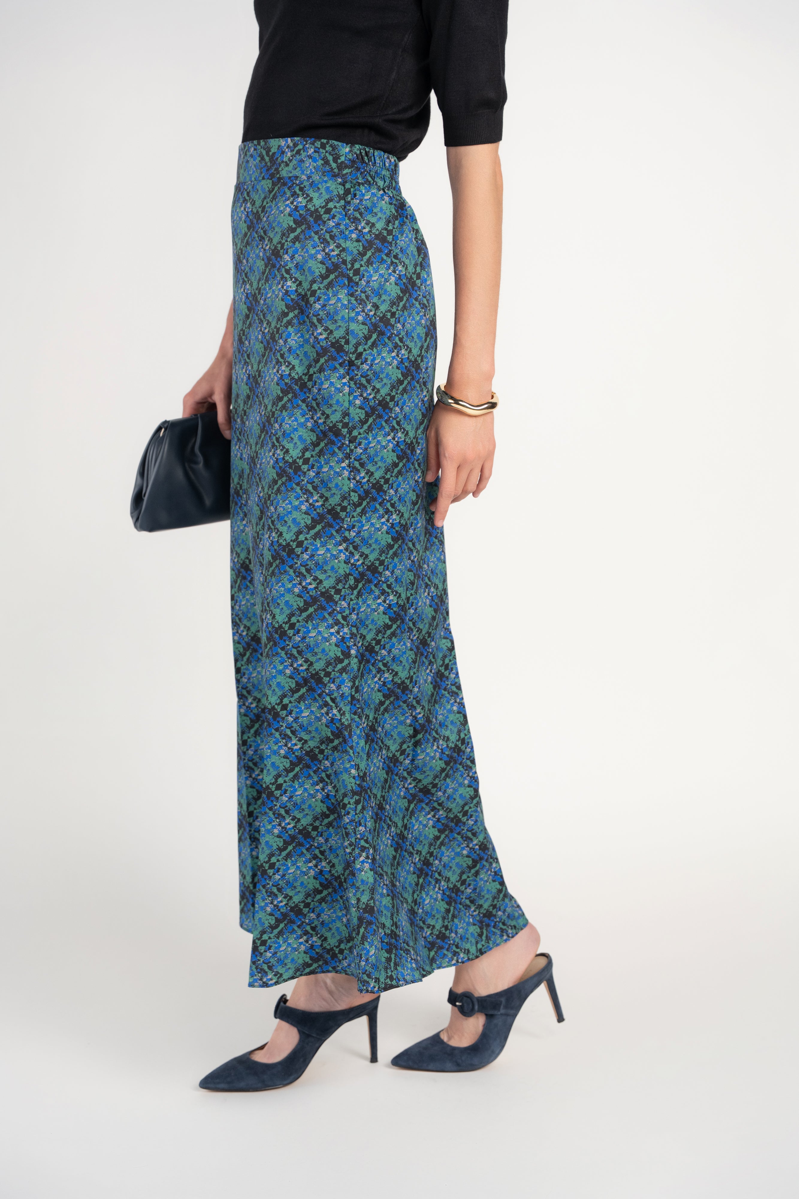 Naomie Slip Skirt- Abstract Plaid
