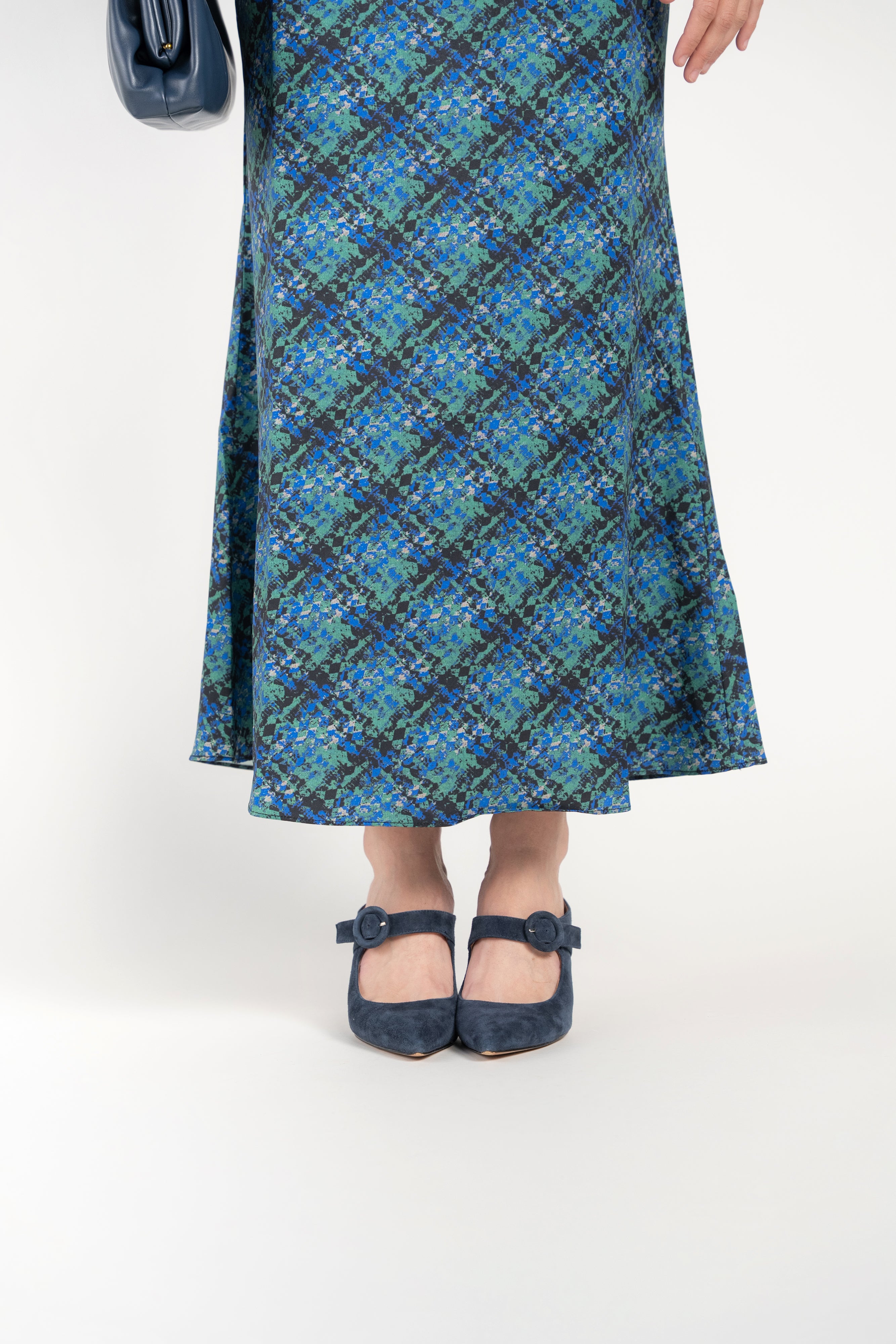 Naomie Slip Skirt- Abstract Plaid