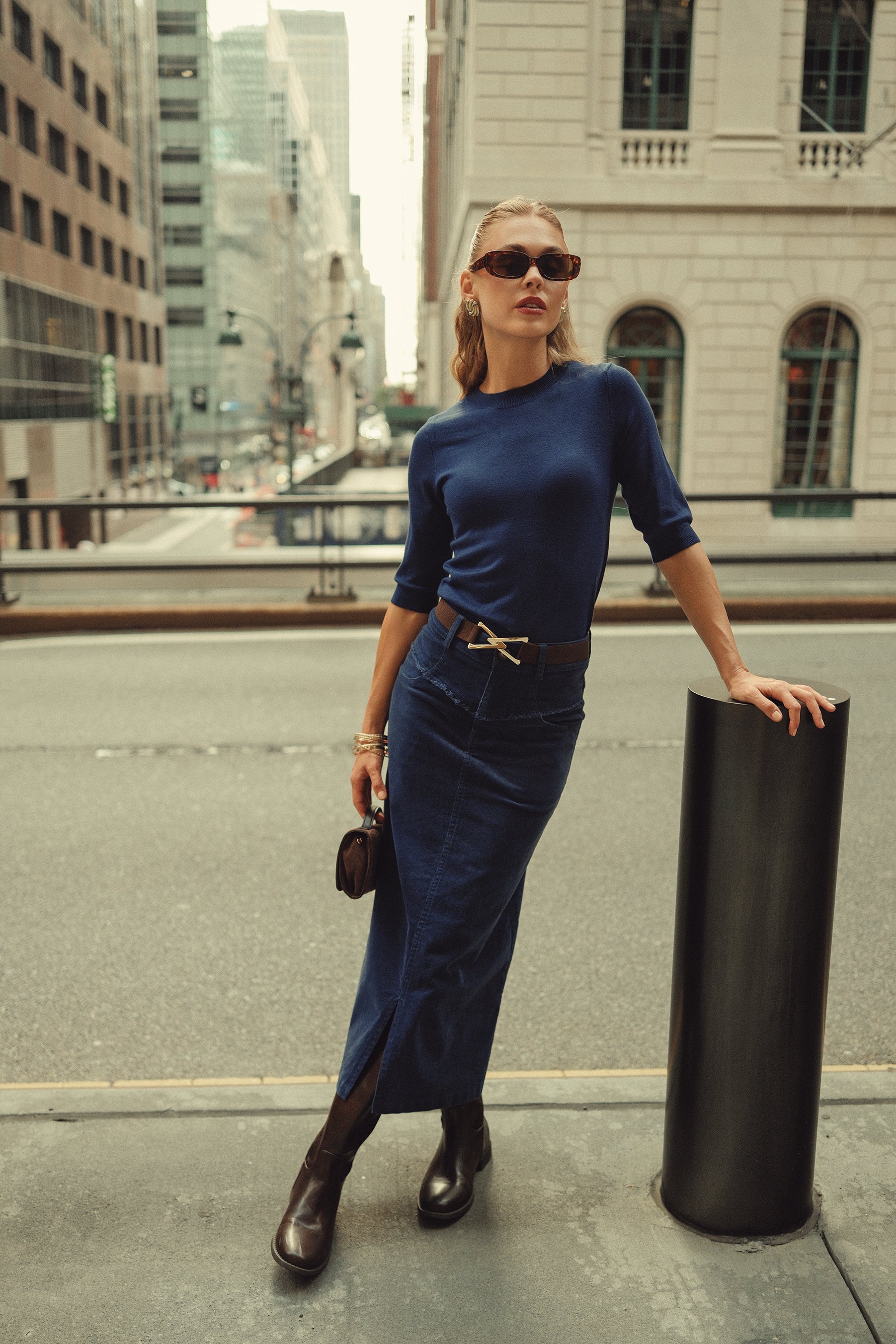 3/4 Sleeve Sweater- London Blue