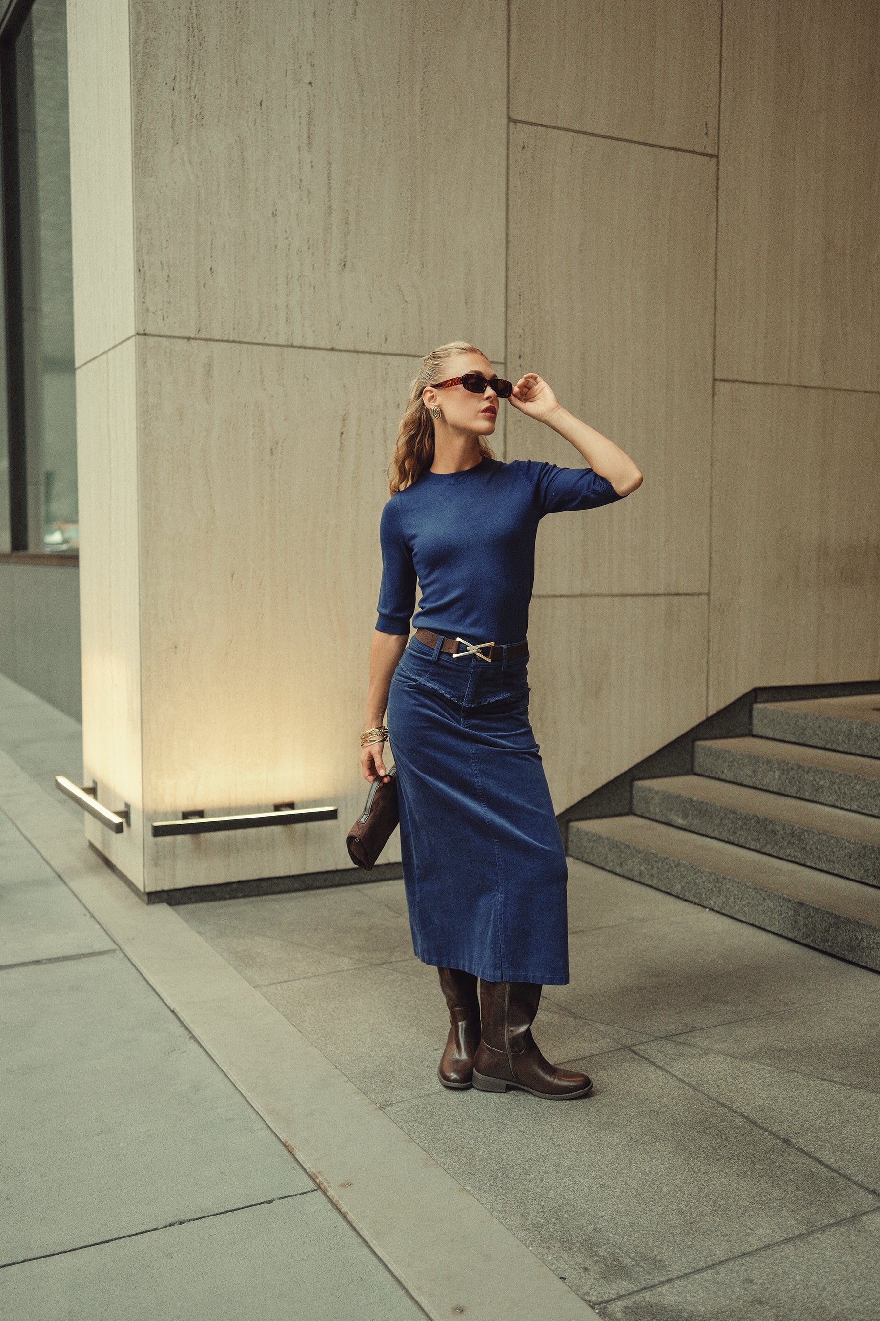 3/4 Sleeve Sweater- London Blue