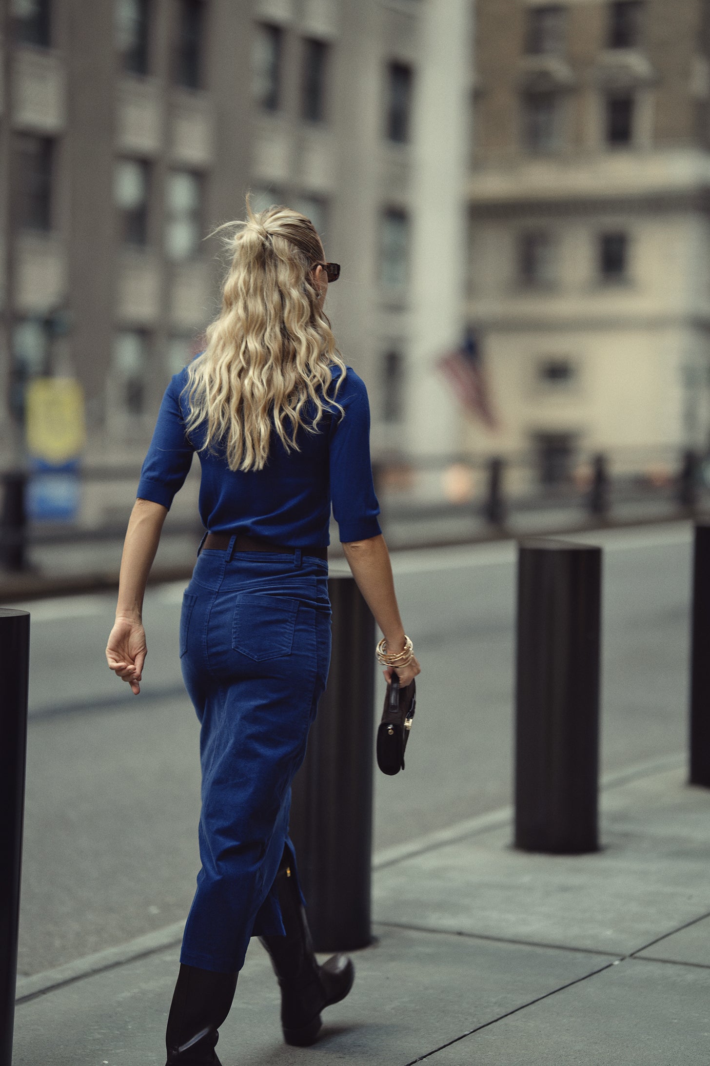 Fray Detail Corduroy Skirt- London Blue