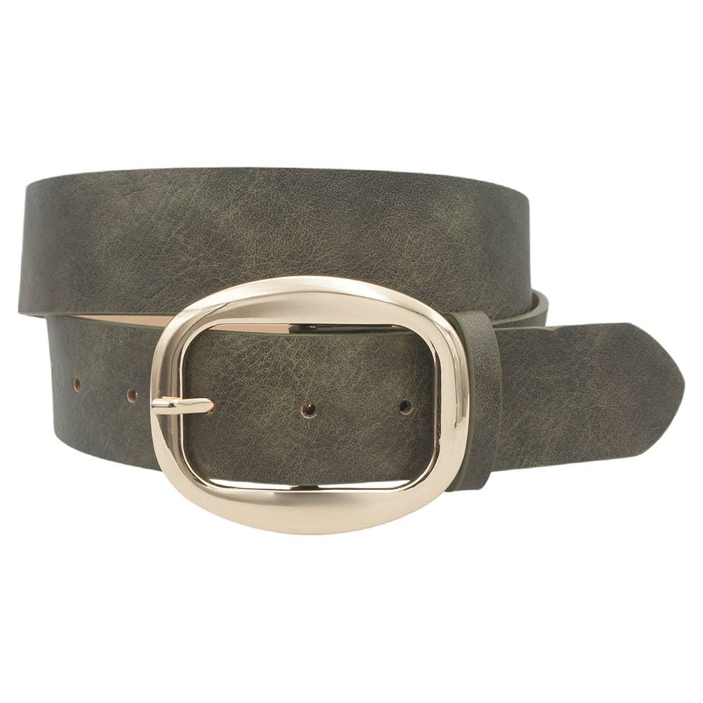 Wide Oval-Buckle Waist Belt  IW-38094WSH